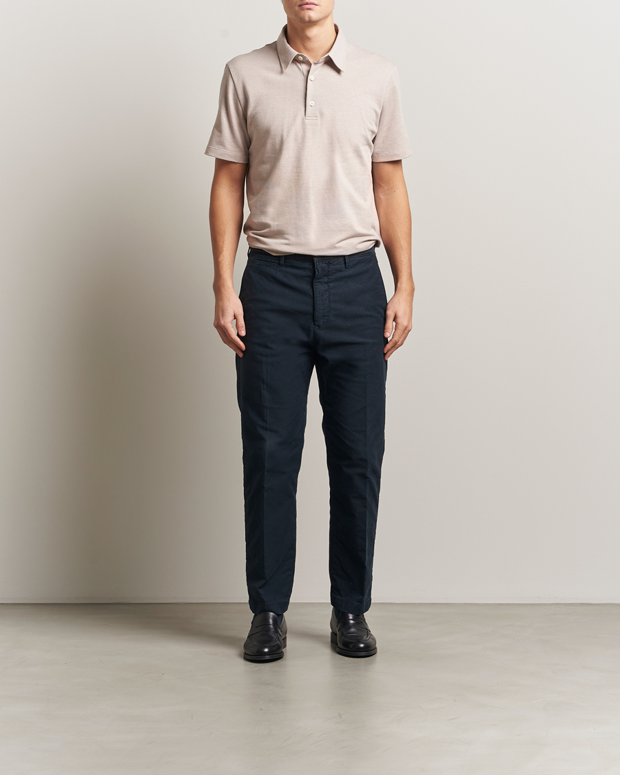 Heren | Polo's | Brioni | Short Sleeve Cotton Piquet Polo Beige