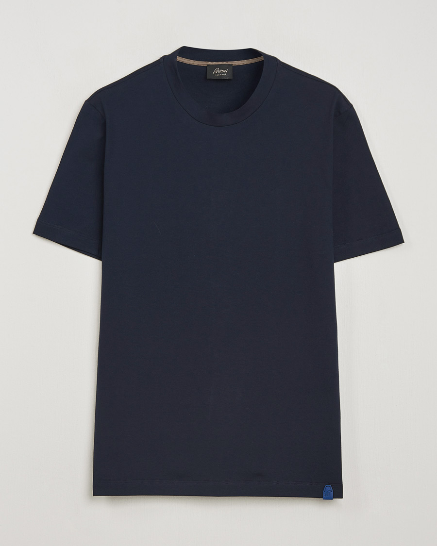 Heren | T-shirts | Brioni | Short Sleeve Cotton T-Shirt Navy