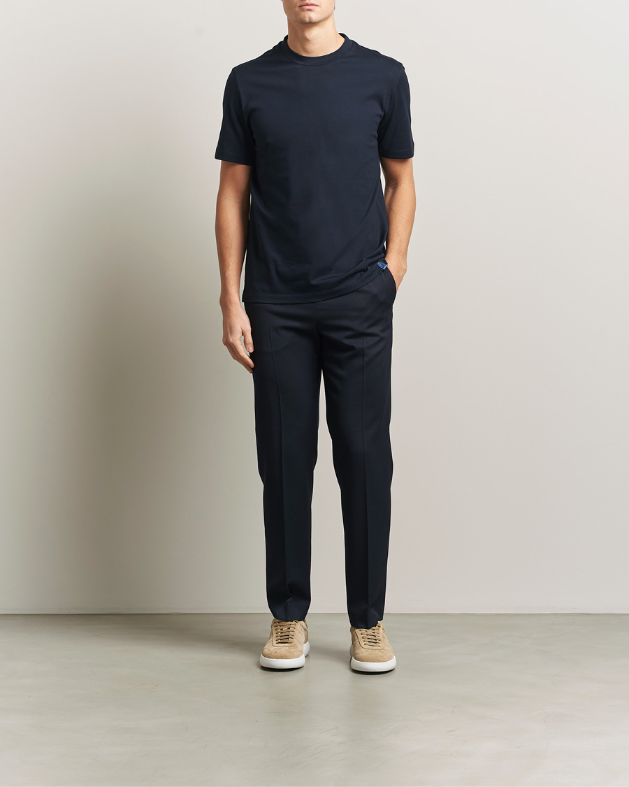 Heren | T-shirts | Brioni | Short Sleeve Cotton T-Shirt Navy