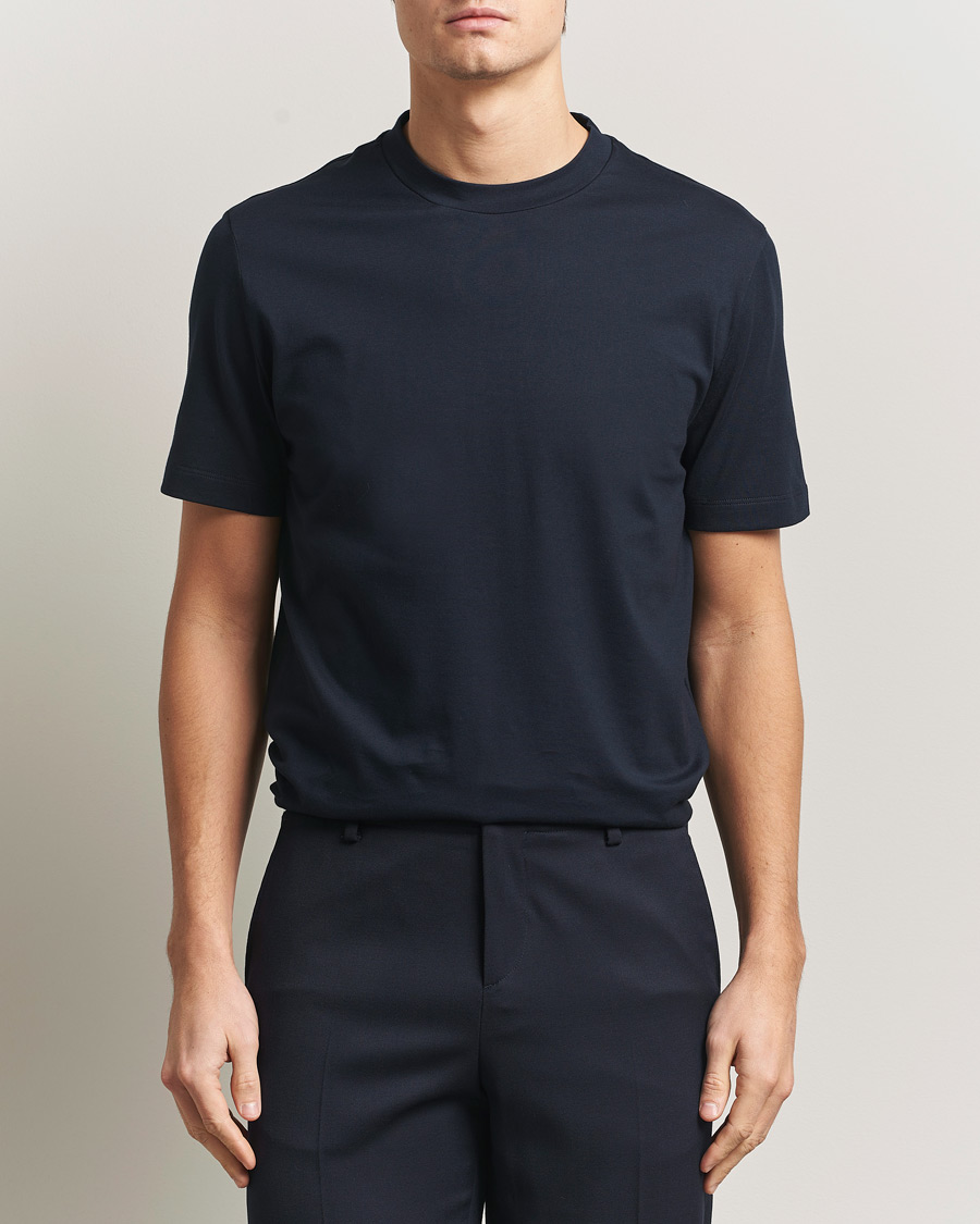 Heren | T-shirts | Brioni | Short Sleeve Cotton T-Shirt Navy