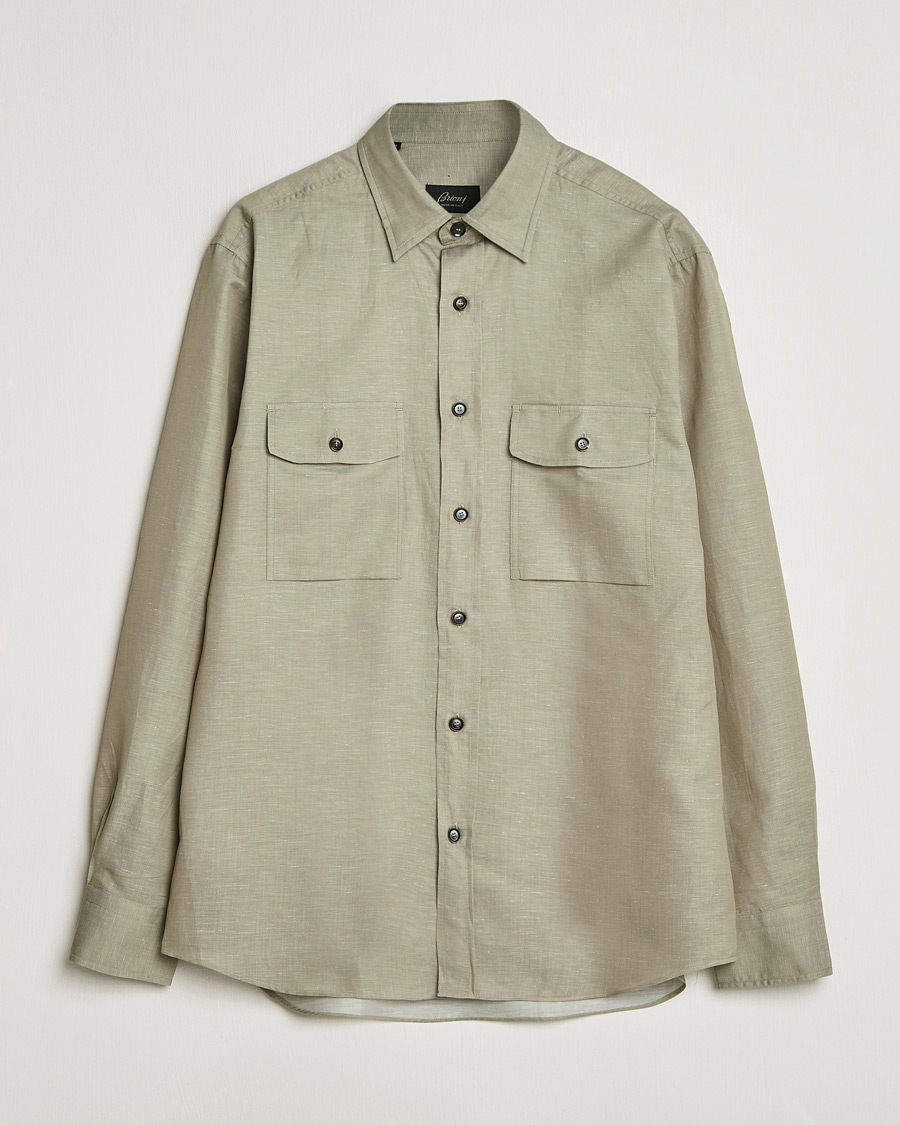 Heren | Overhemden | Brioni | Cotton/Linen Overshirt Olive