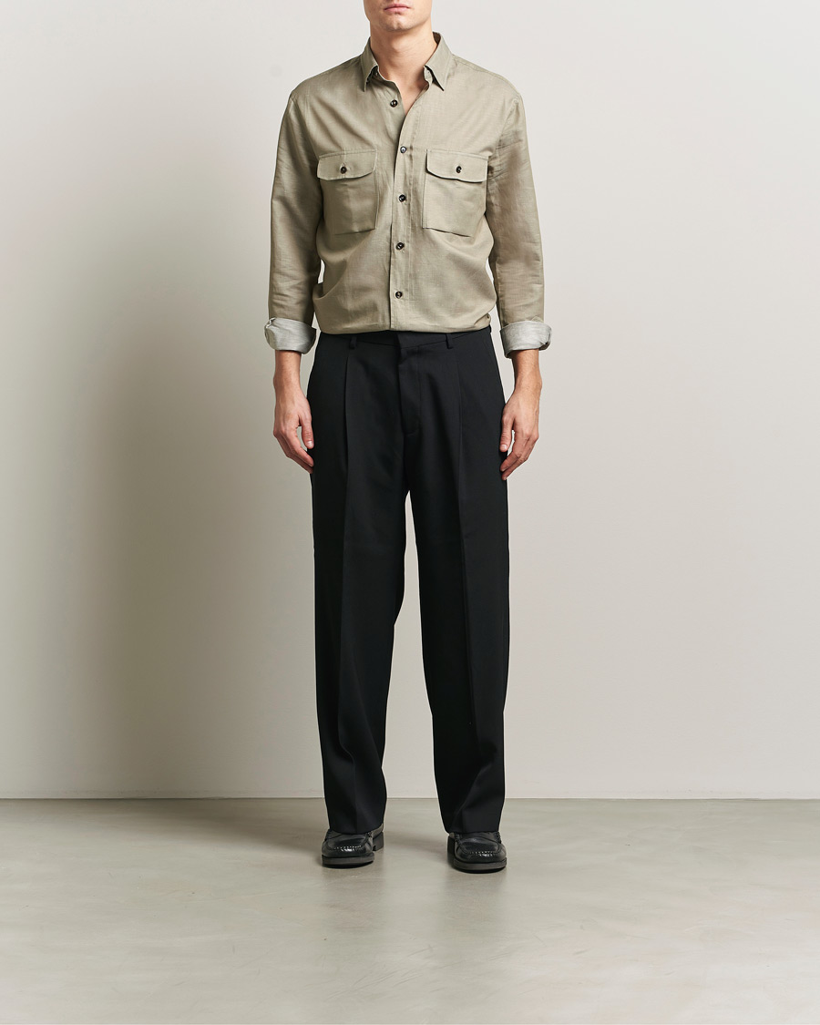 Heren | Overhemden | Brioni | Cotton/Linen Overshirt Olive