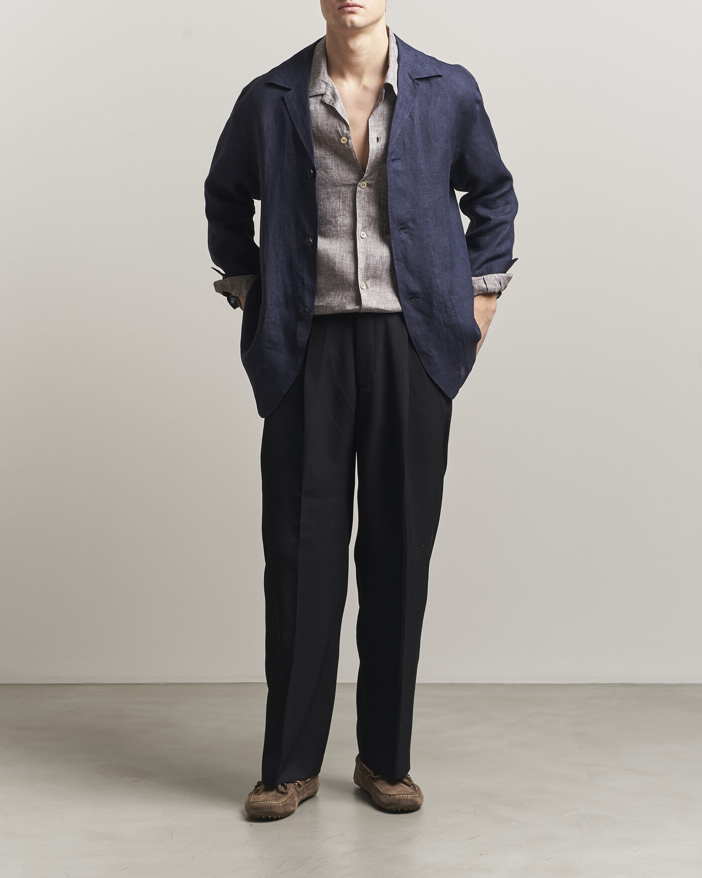 Heren | Overhemden | Brioni | Linen Shirt Blazer Navy