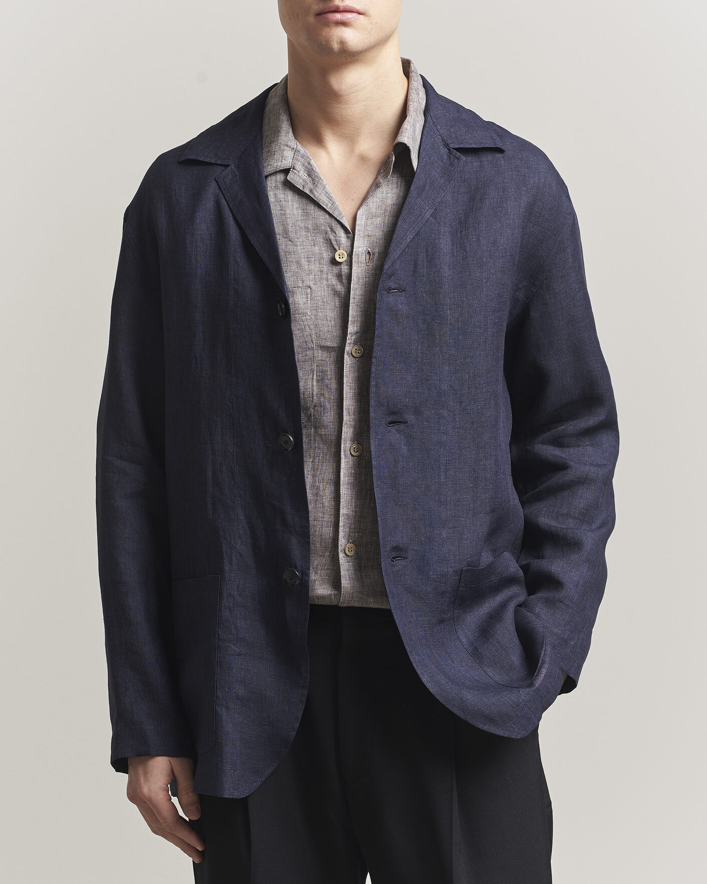 Heren | Overhemden | Brioni | Linen Shirt Blazer Navy