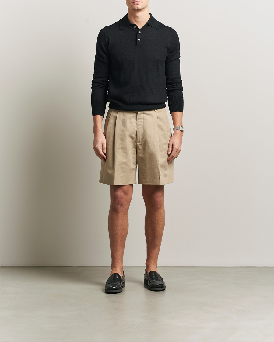Heren | Korte broek | Brioni | Cotton/Linen Drawstring Shorts Beige