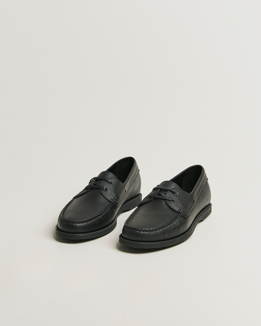 Heren | Bootschoenen | Brioni | Grain Leather Boat Shoes Black Calf