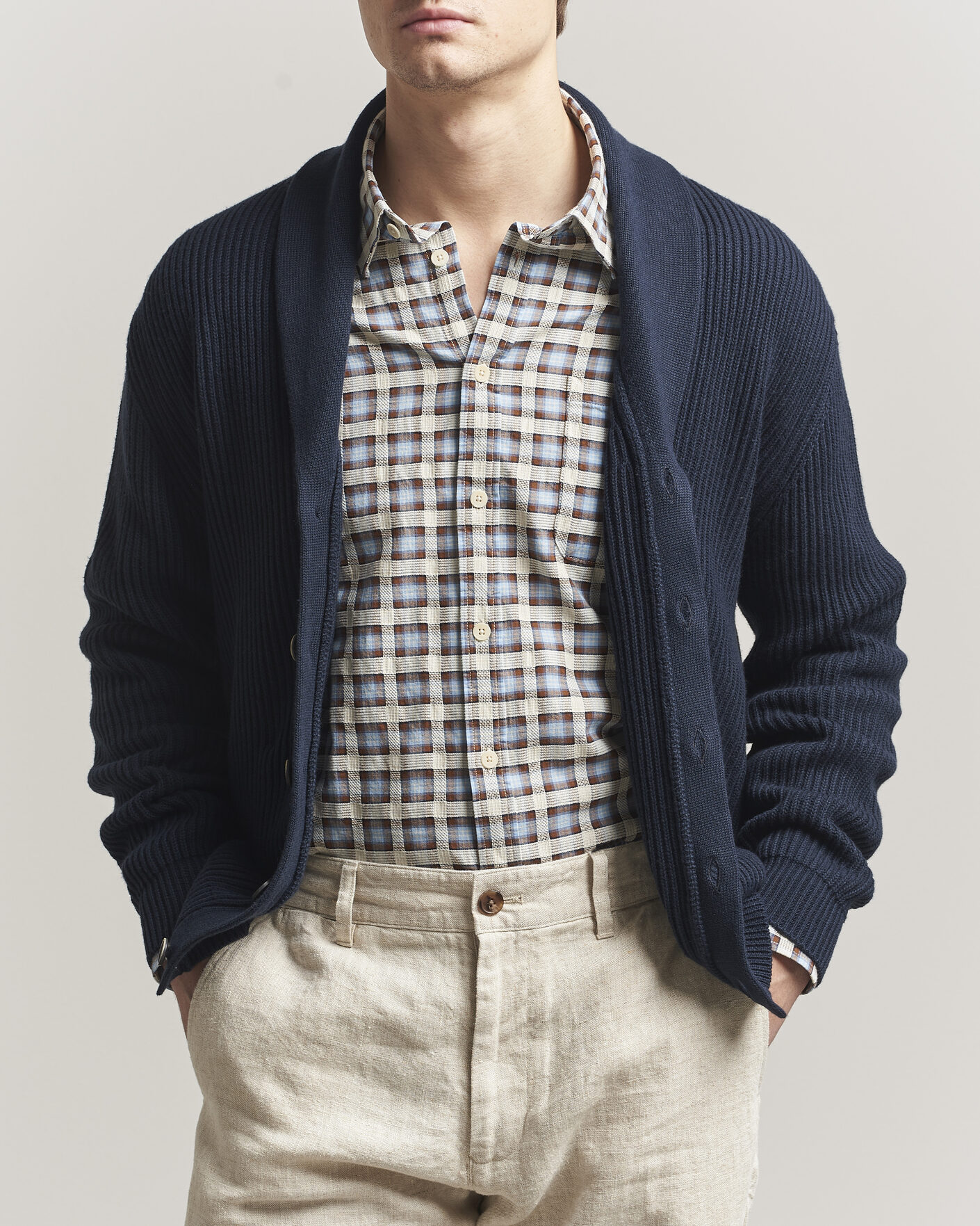 Heren | Truien | Altea | Cotton/Cashmere Shawl Cardigan Navy
