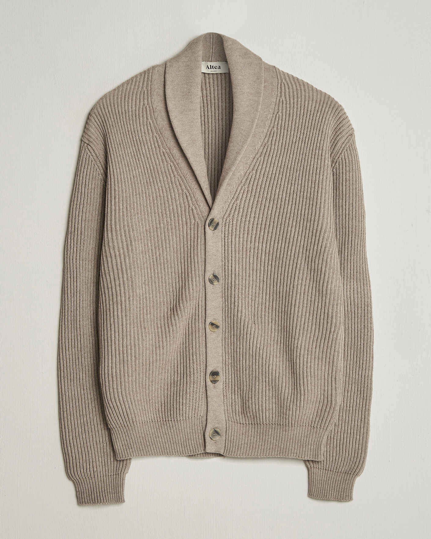 Heren | Truien | Altea | Cotton/Cashmere Shawl Cardigan Taupe