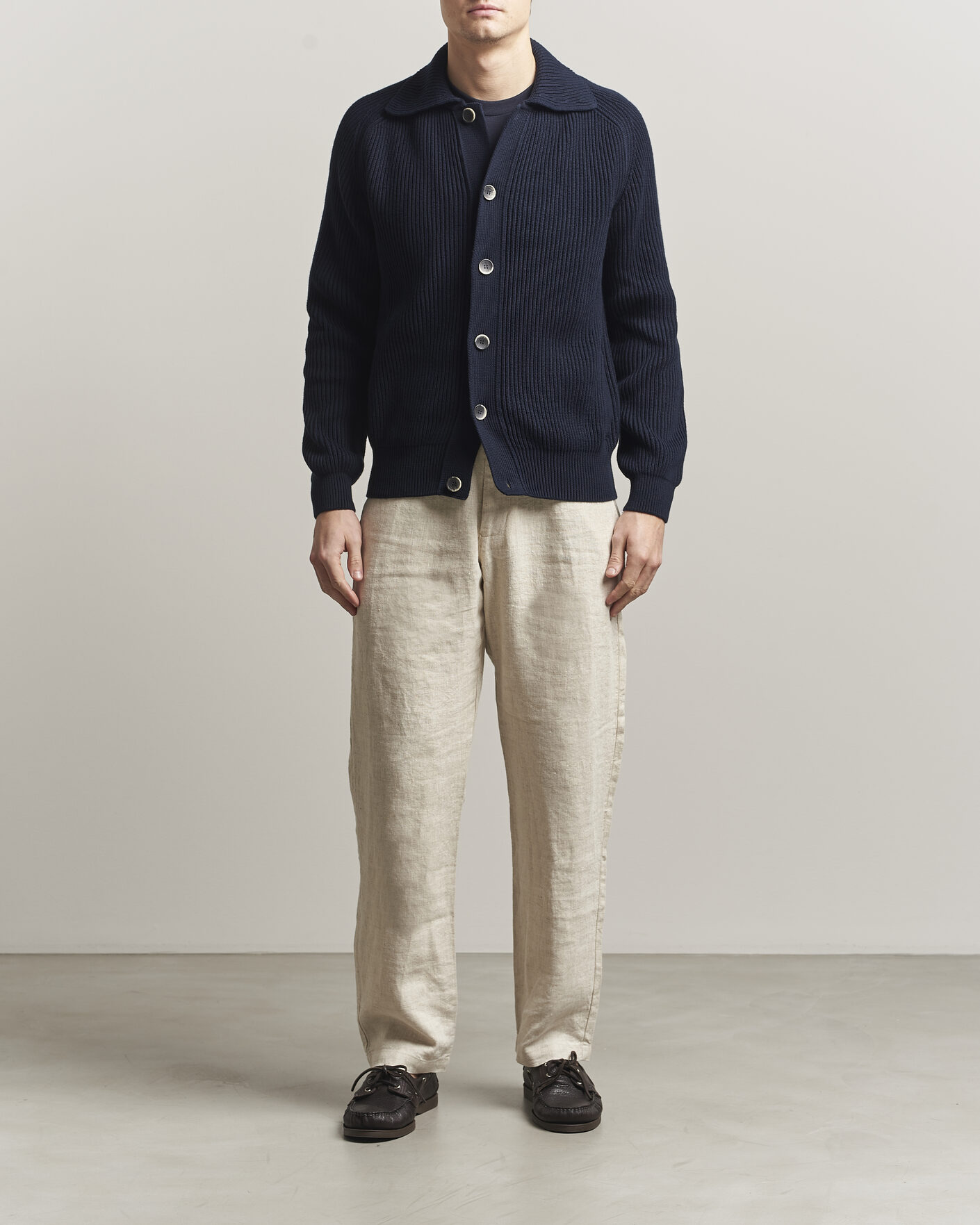 Heren | Truien | Altea | Cotton Rib Cardigan Jacket Navy