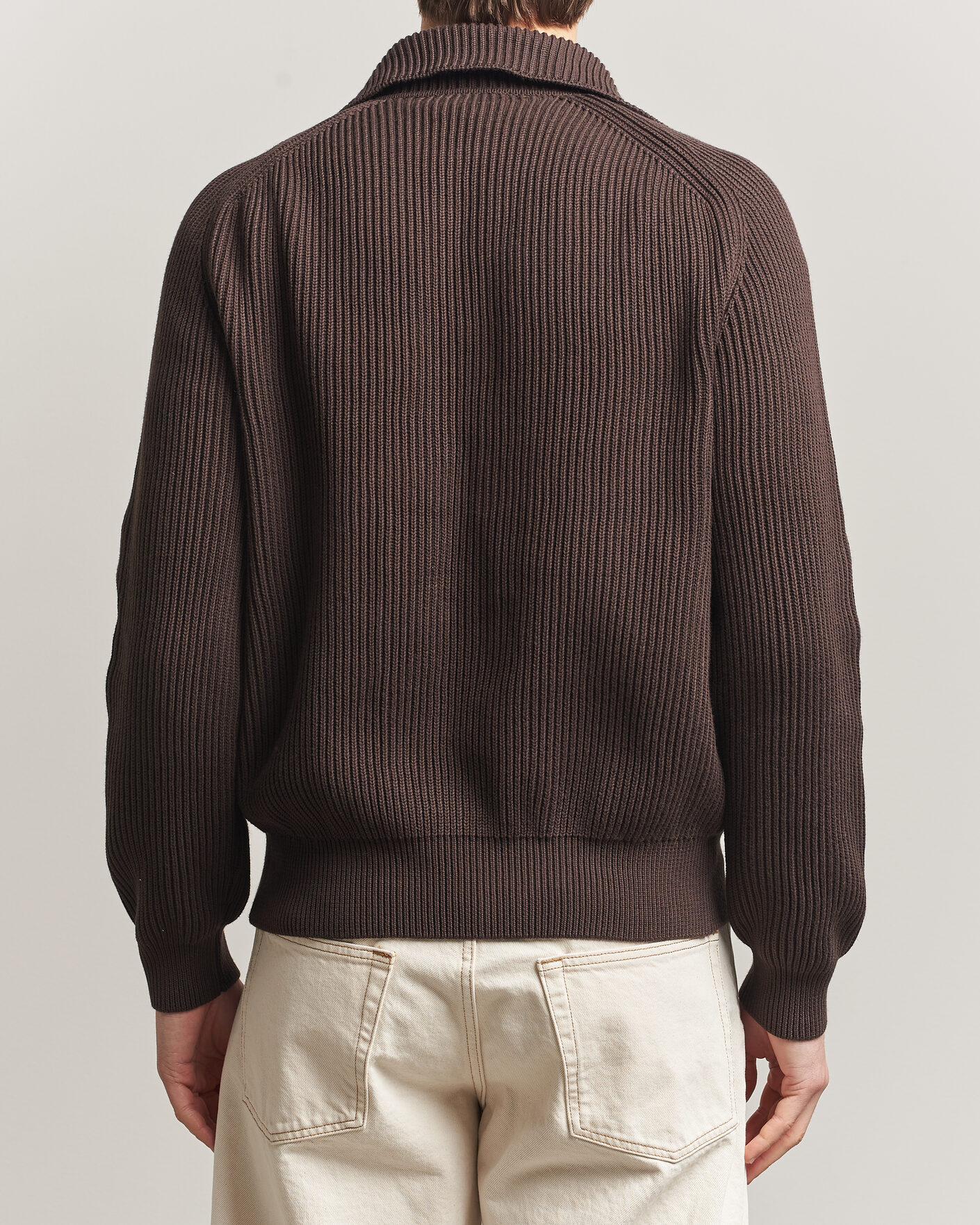 Heren | Truien | Altea | Cotton Rib Cardigan Jacket Dark Brown