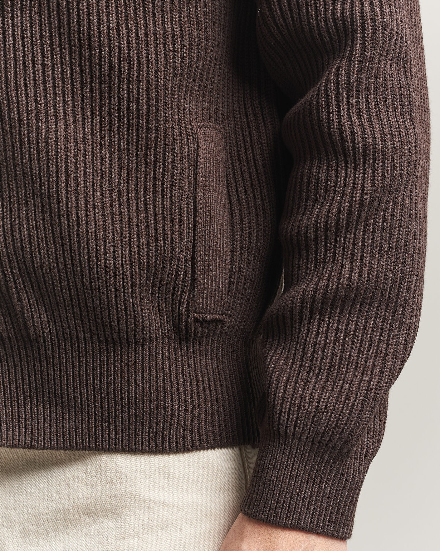 Heren | Truien | Altea | Cotton Rib Cardigan Jacket Dark Brown