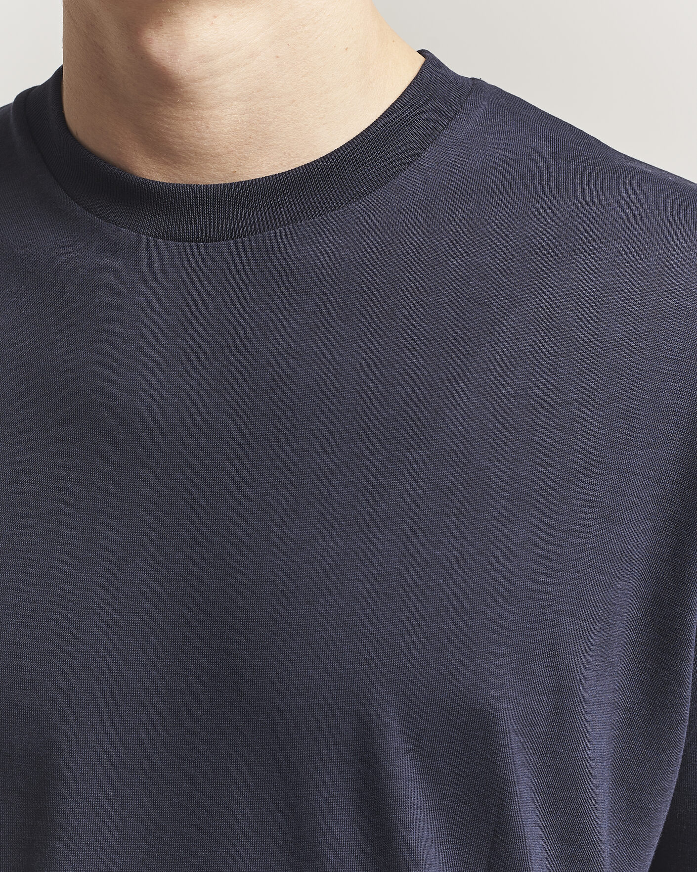 Heren | T-shirts | Altea | Cotton/Stretch Knitted T-Shirt Navy