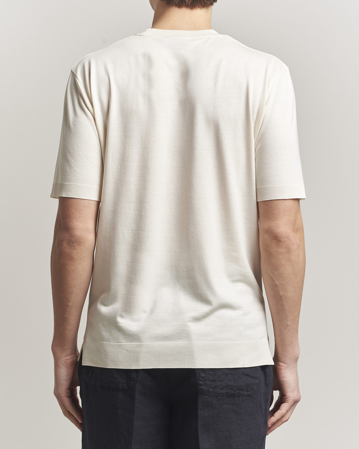 Heren | T-shirts | Altea | Cotton/Stretch Knitted T-Shirt Off White