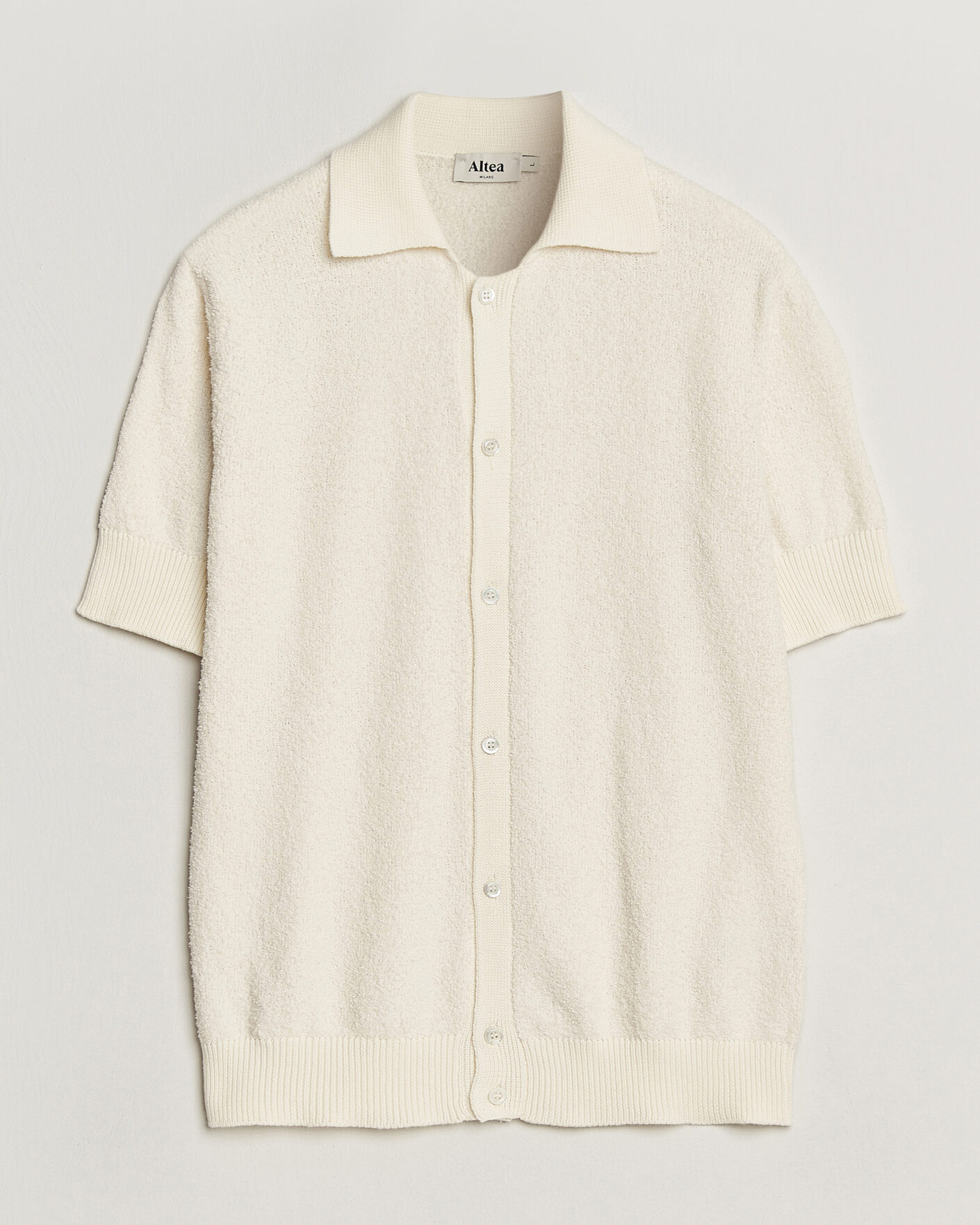 Heren | Overhemden | Altea | Soft Boucle Resort Shirt Off White