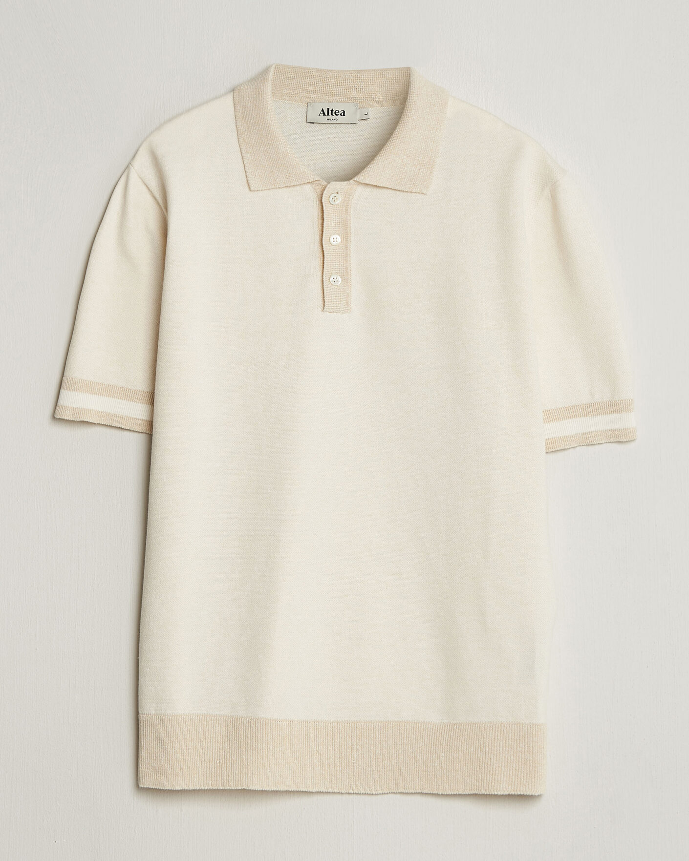 Heren | Polo's | Altea | Cotton/Linen Piquet Polo Off White