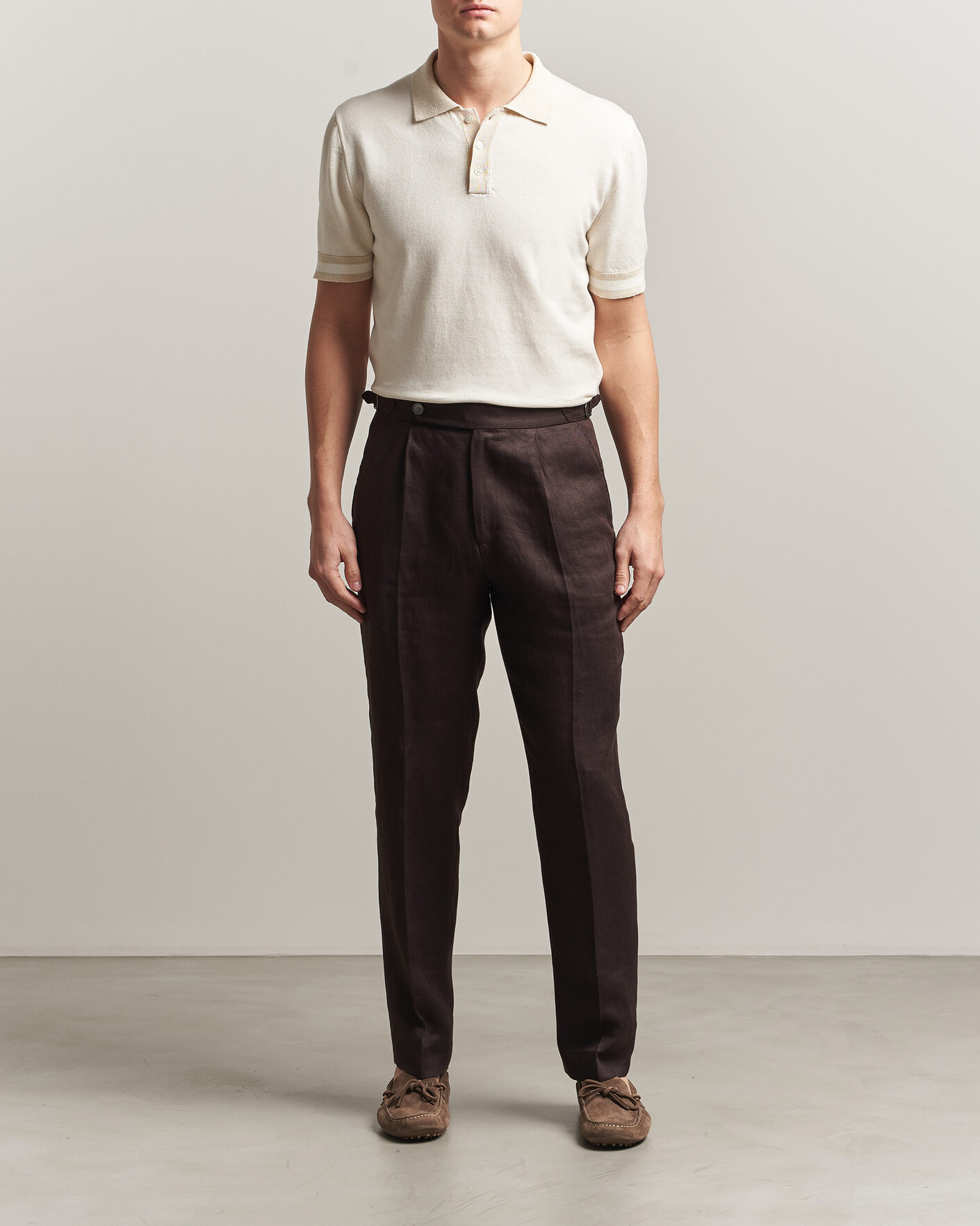 Heren | Polo's | Altea | Cotton/Linen Piquet Polo Off White