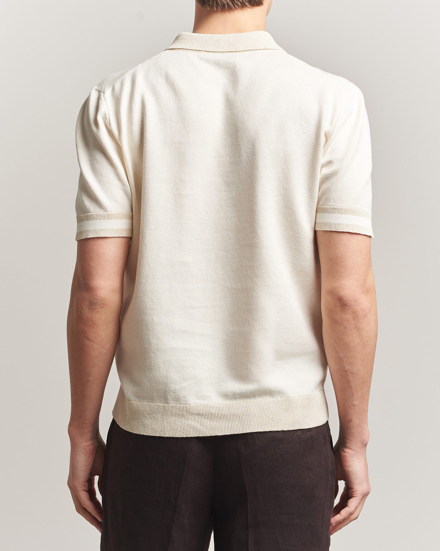 Heren | Polo's | Altea | Cotton/Linen Piquet Polo Off White
