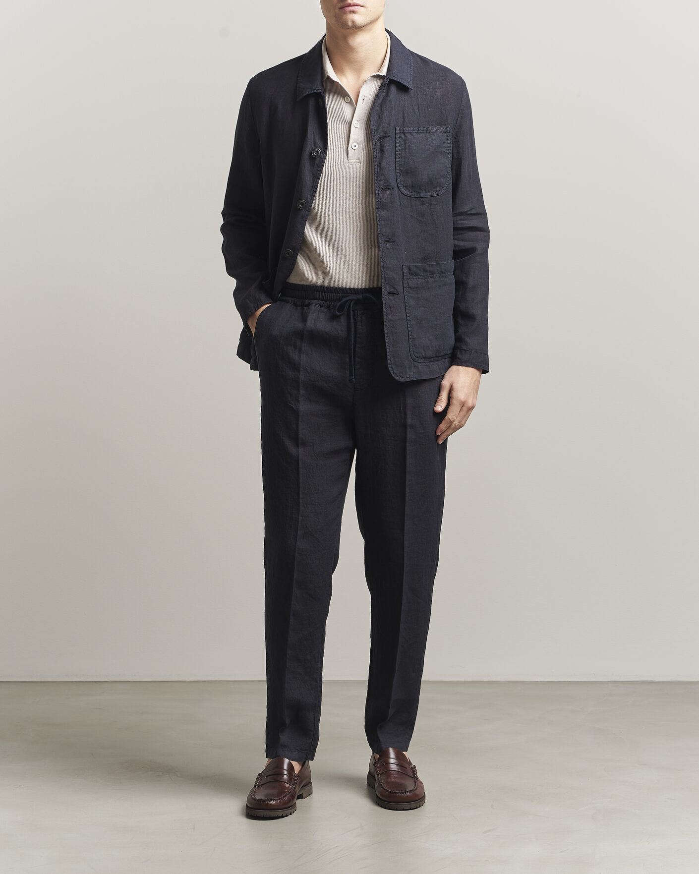 Heren | Jassen | Altea | Linen Chore Jacket Navy