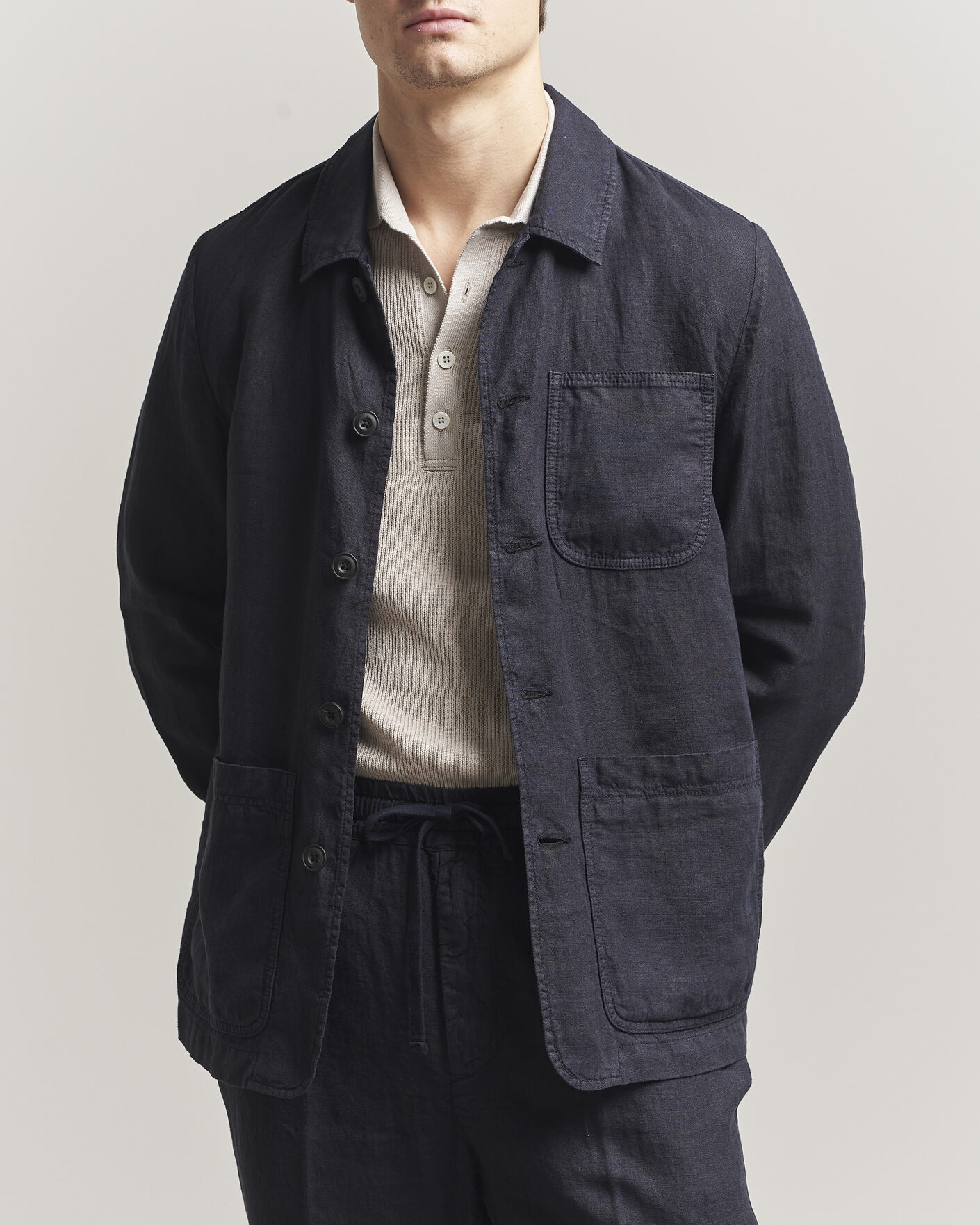 Heren | Jassen | Altea | Linen Chore Jacket Navy