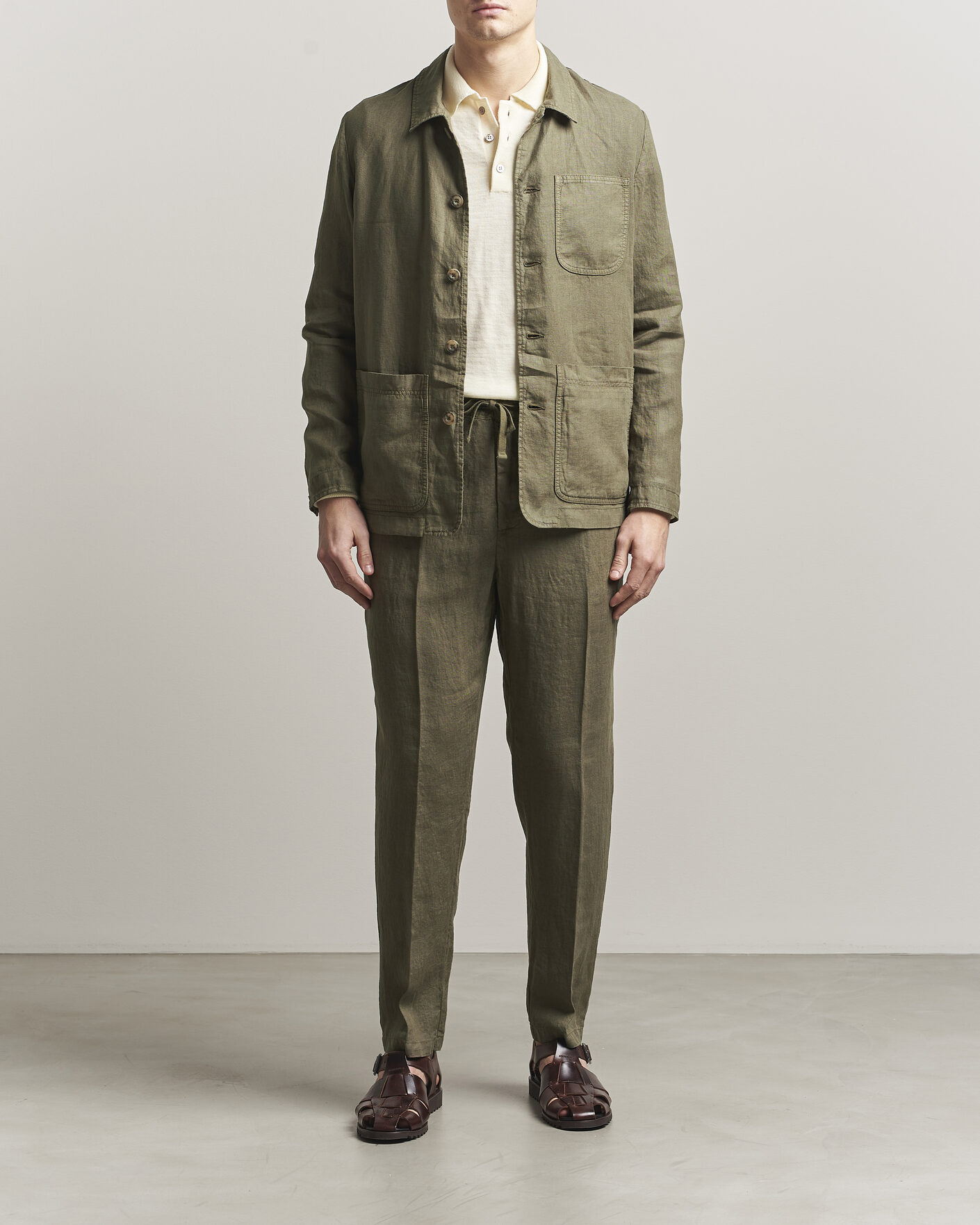 Heren | Jassen | Altea | Linen Chore Jacket Military