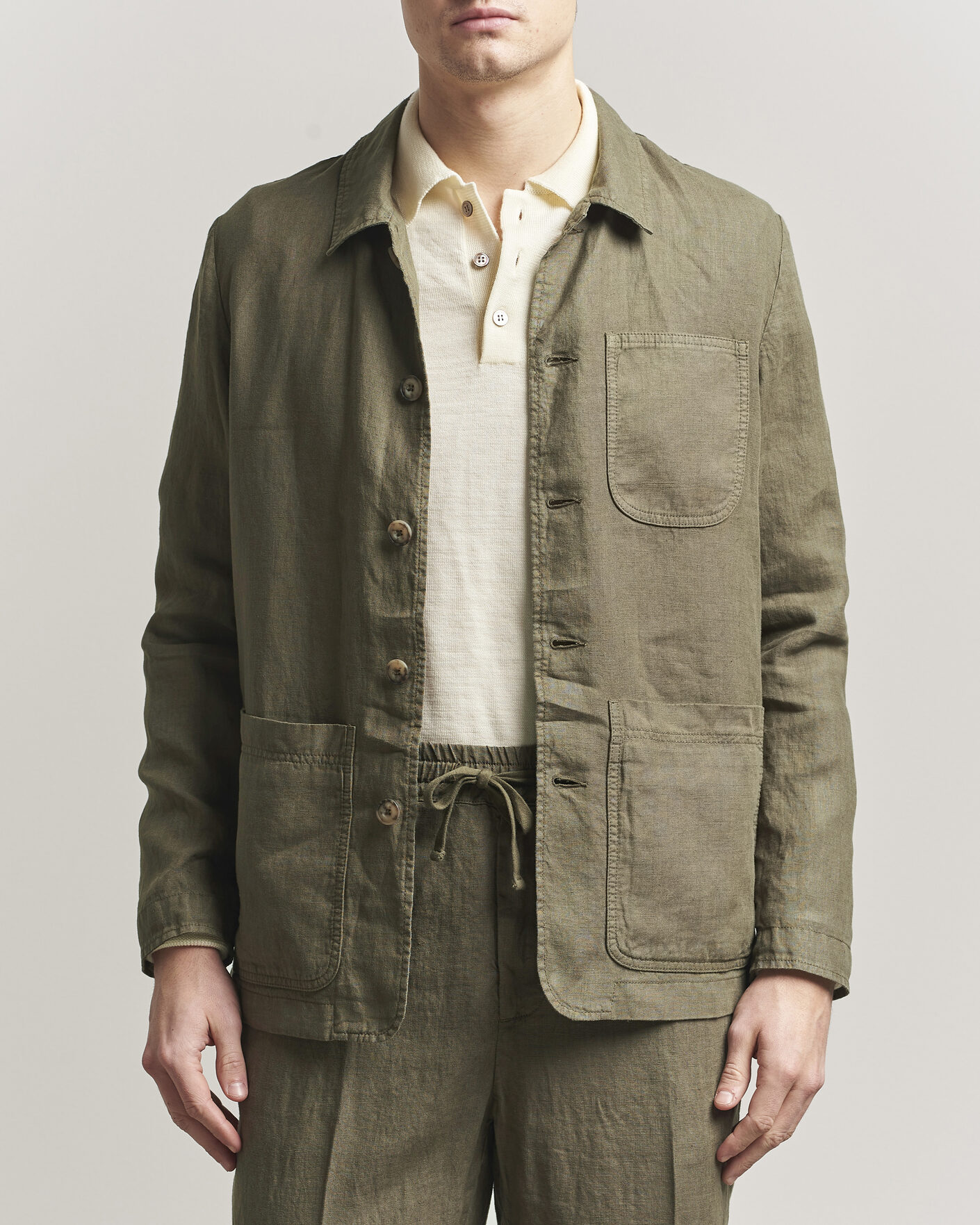 Heren | Jassen | Altea | Linen Chore Jacket Military