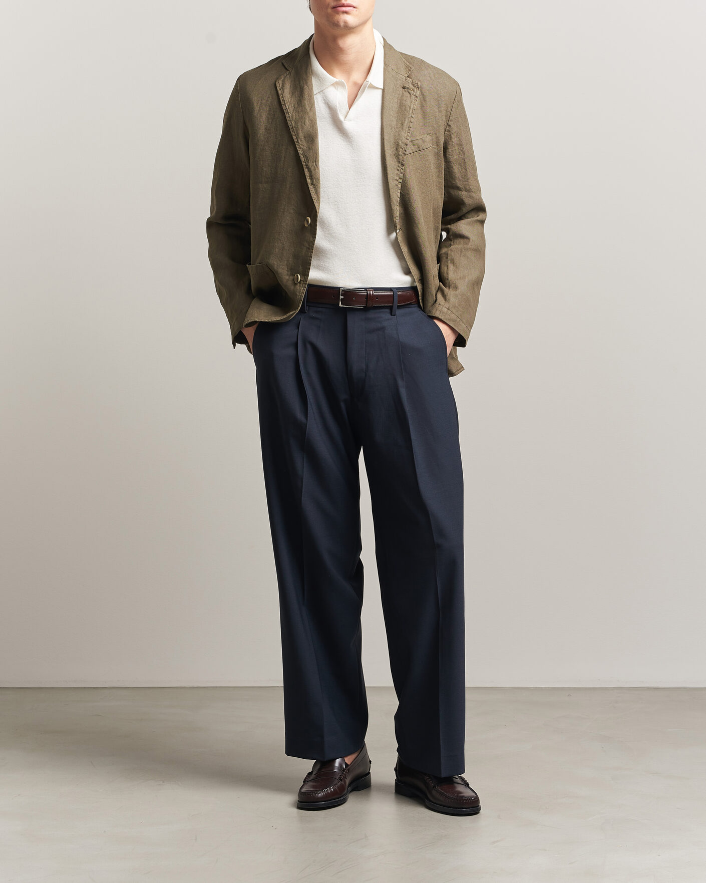 Heren | Blazers | Altea | Linen Blazer Military