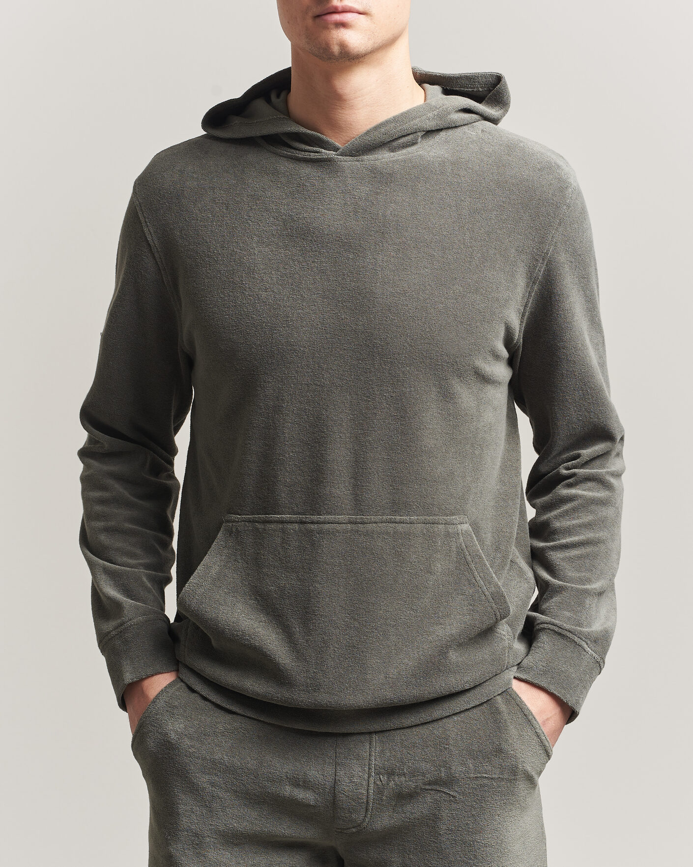 Heren | Truien | Altea | Terry Cotton Hoodie Olive