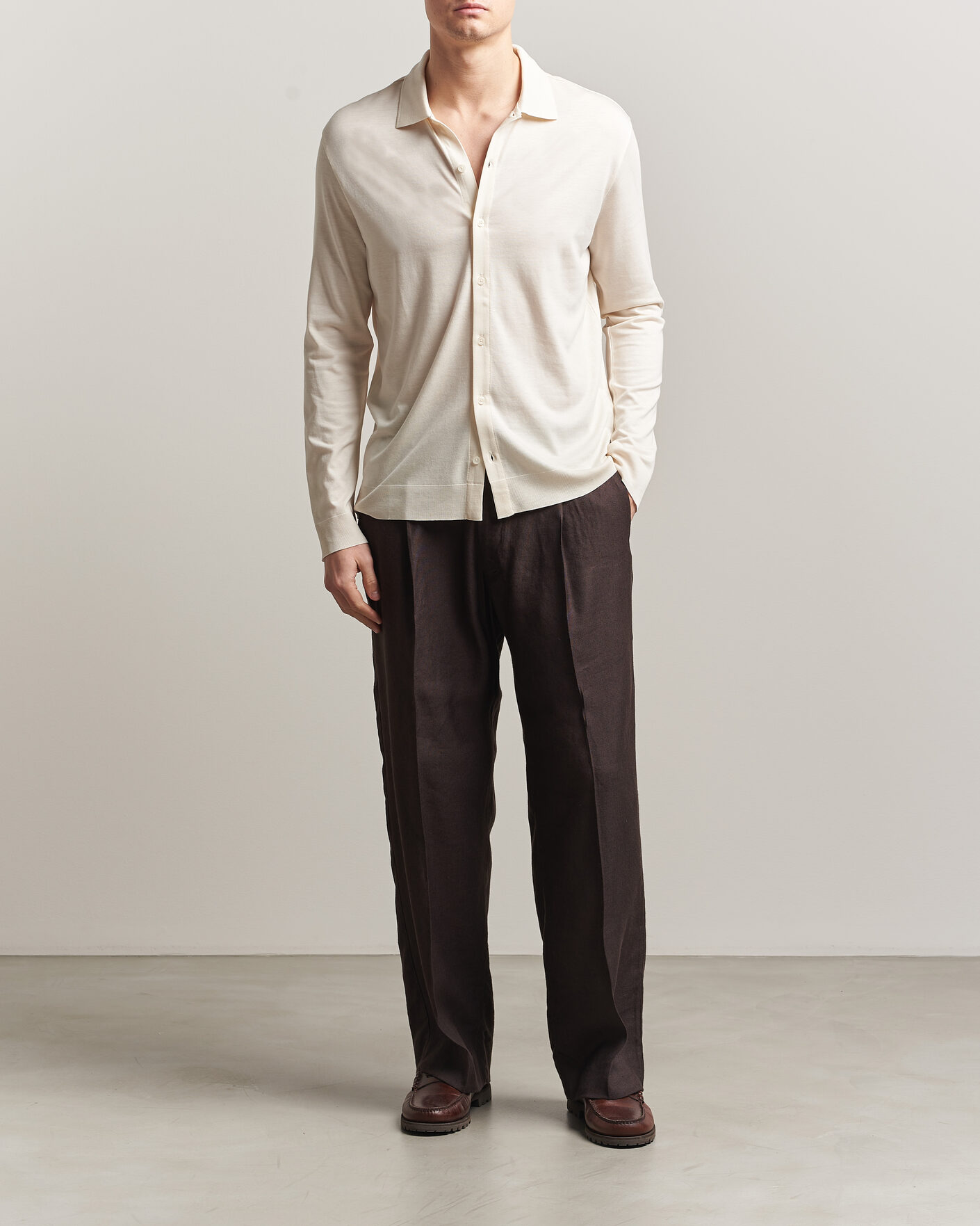Heren | Overhemden | Altea | Jersey Knit Shirt Off White