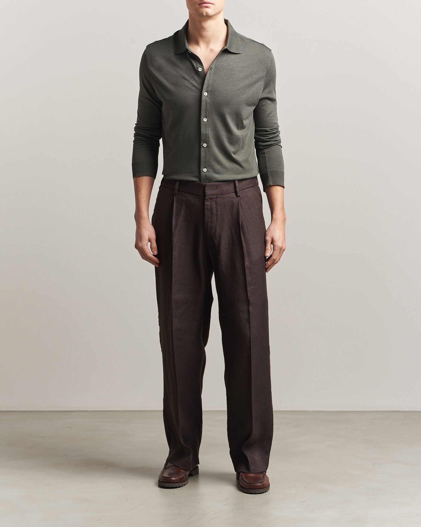 Heren | Overhemden | Altea | Jersey Knit Shirt Olive