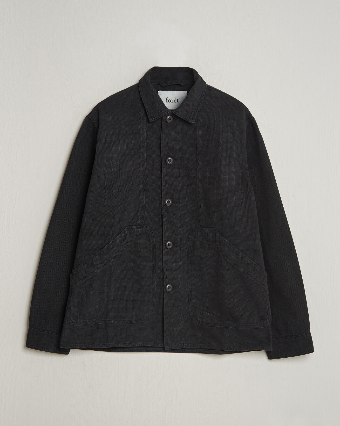 Heren | Overhemden | Forét | Berry Canvas Overshirt Black