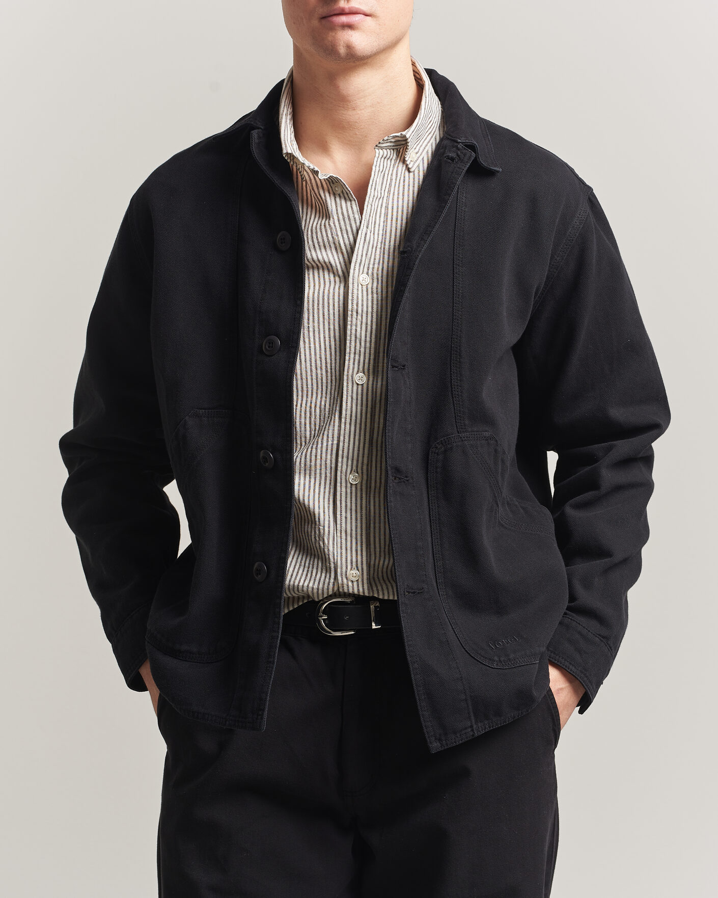 Heren | Overhemden | Forét | Berry Canvas Overshirt Black