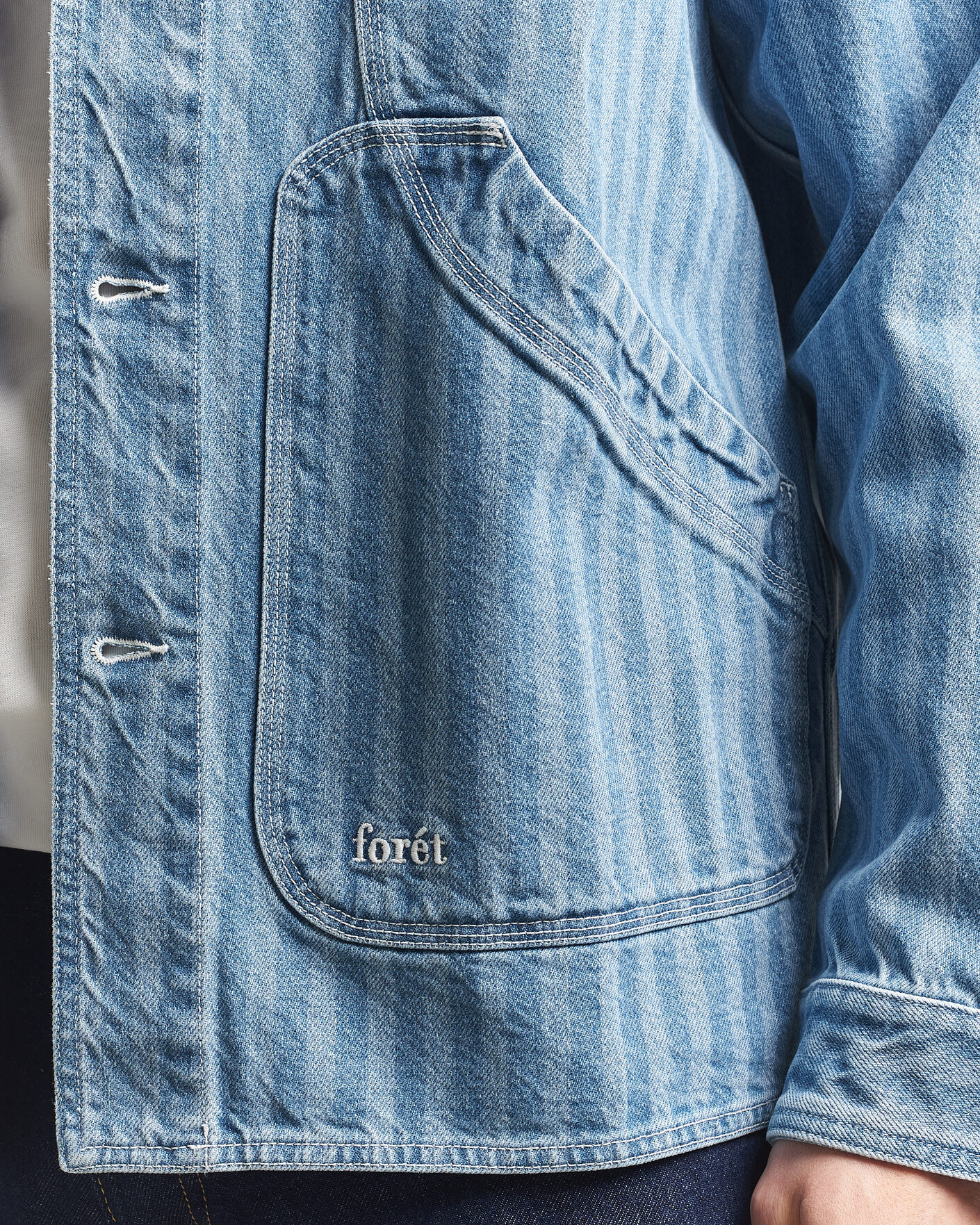 Heren | Overhemden | Forét | Berry Denim Overshirt Striped Denim