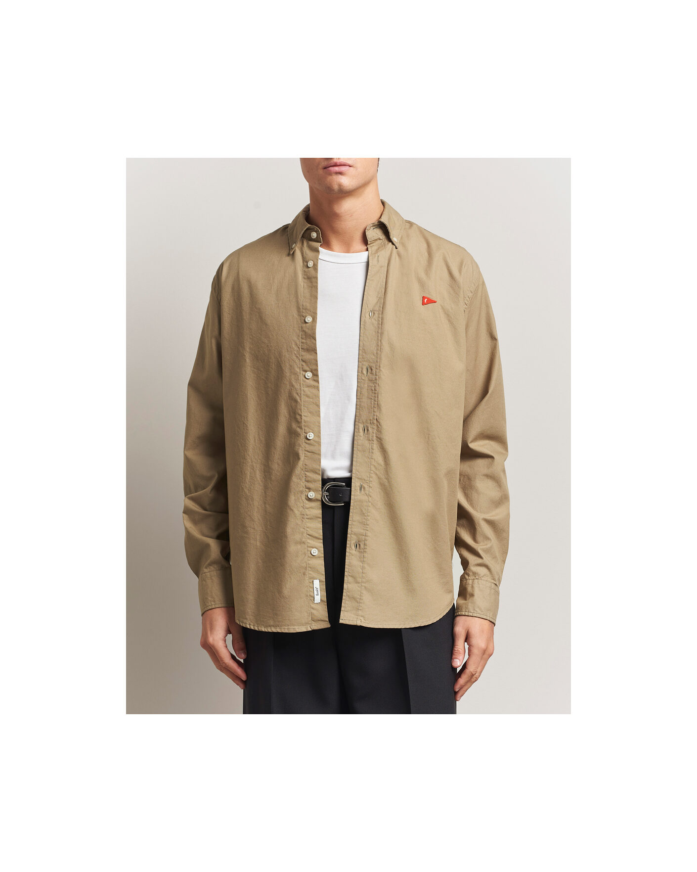 Heren | Overhemden | Forét | Flag Regular Fit Oxford Shirt Khaki