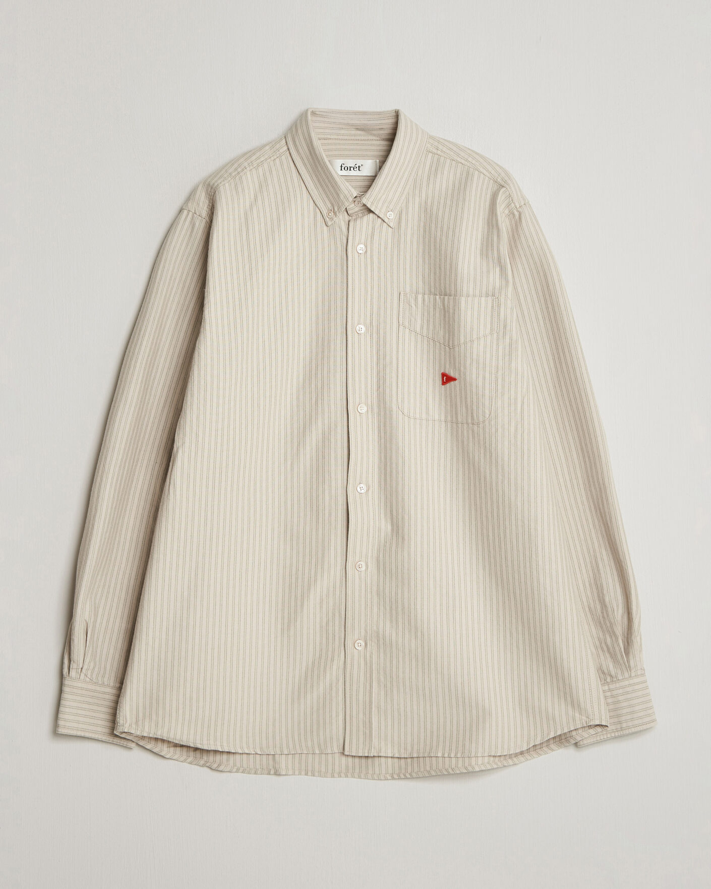 Heren | Overhemden | Forét | Flag Regular Fit Pocket Oxford Shirt Taupe Stripe