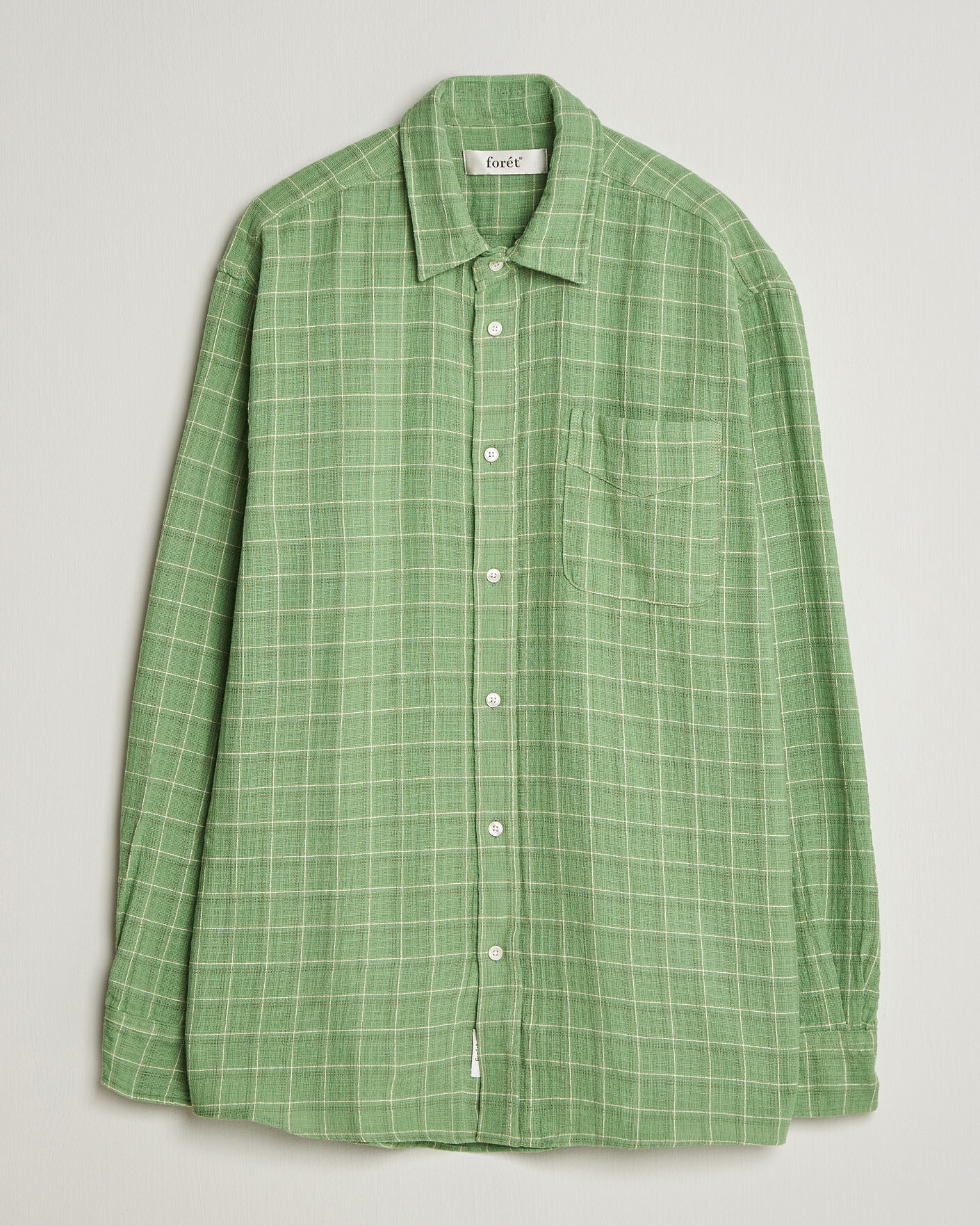 Heren | Overhemden | Forét | Scout Relaxed Fit Loose Weave Shirt Vibrant Moss