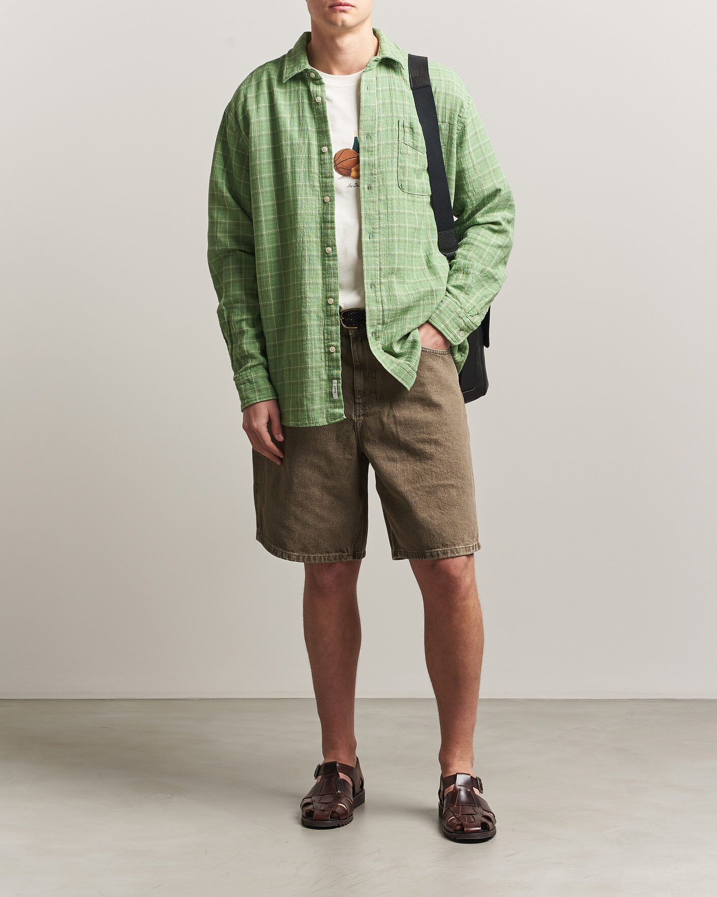 Heren | Overhemden | Forét | Scout Relaxed Fit Loose Weave Shirt Vibrant Moss