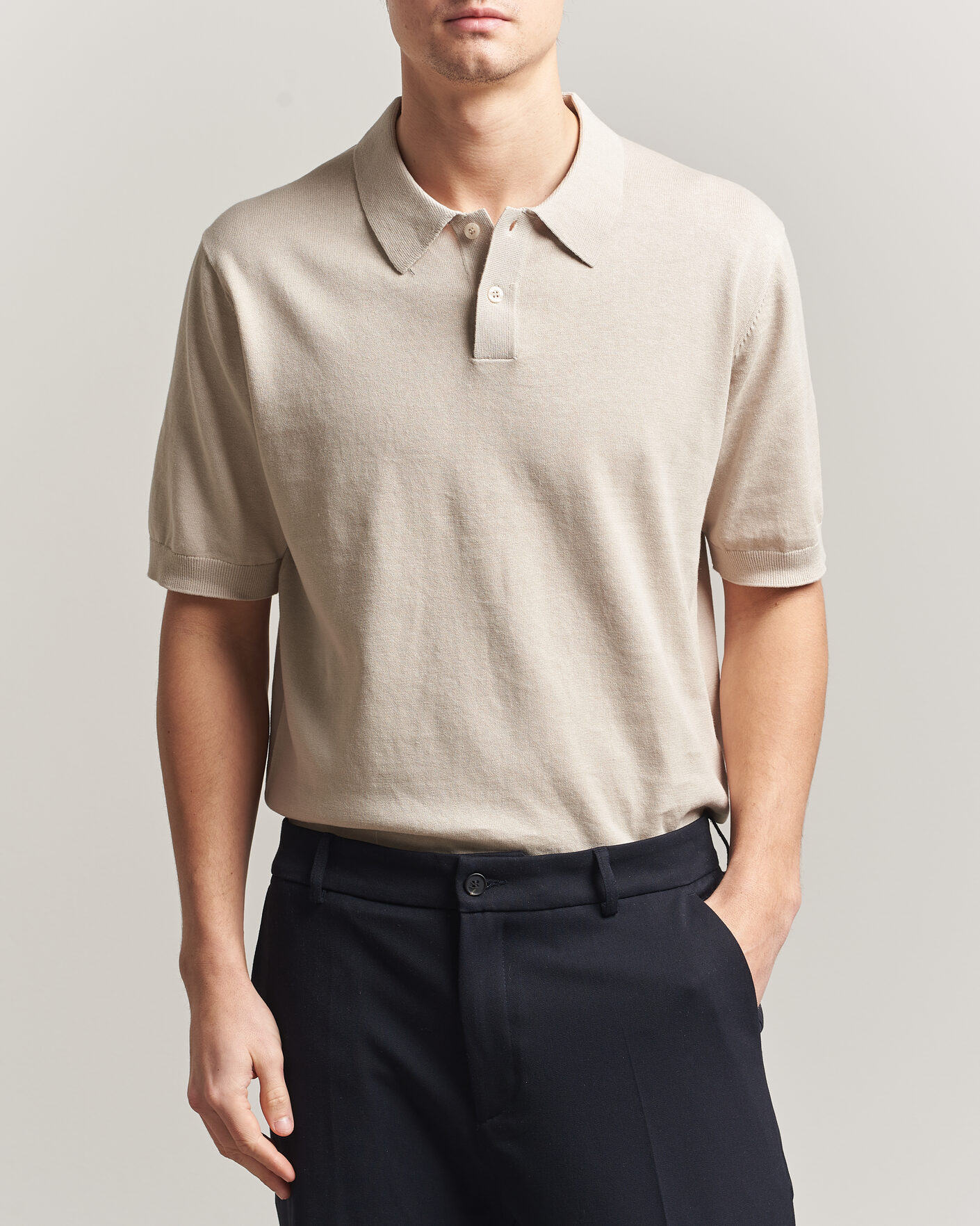 Heren | Polo's | Forét | Sea Cotton/Linen Polo Oatmeal