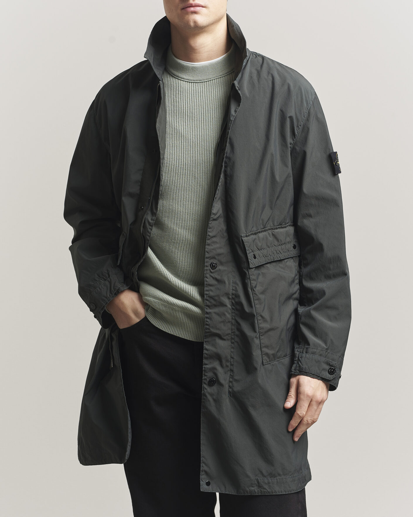 Heren | Jassen | Stone Island | Light Compact Car Coat Charcoal