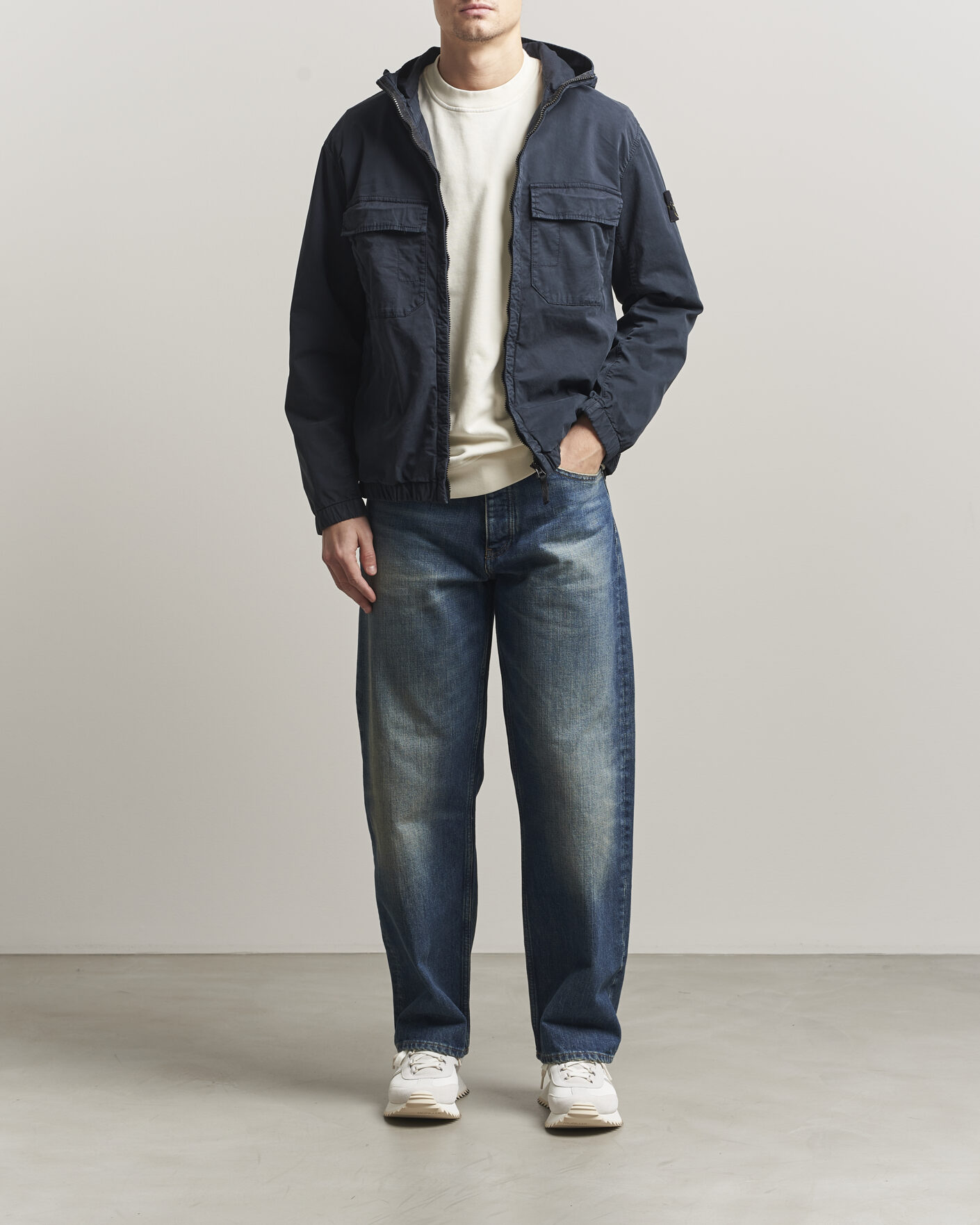 Heren | Jassen | Stone Island | Stretch Cotton Twill Hood Jacket Navy