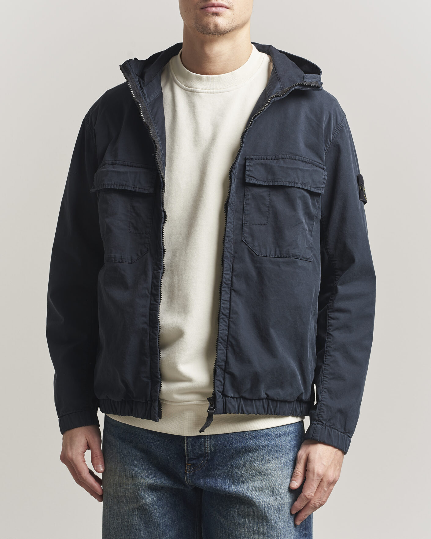 Heren | Jassen | Stone Island | Stretch Cotton Twill Hood Jacket Navy