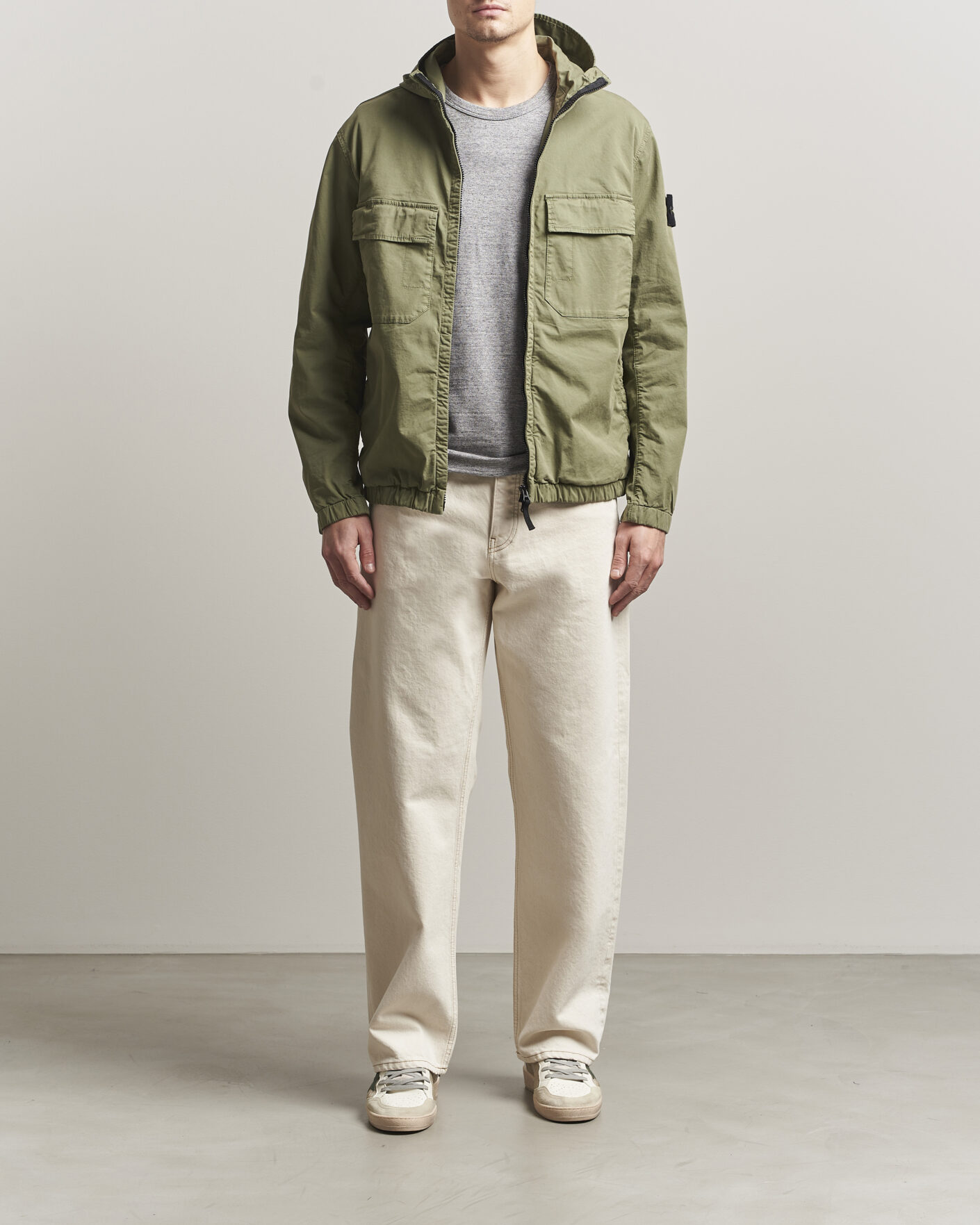 Heren | Jassen | Stone Island | Stretch Cotton Twill Hood Jacket Military Green