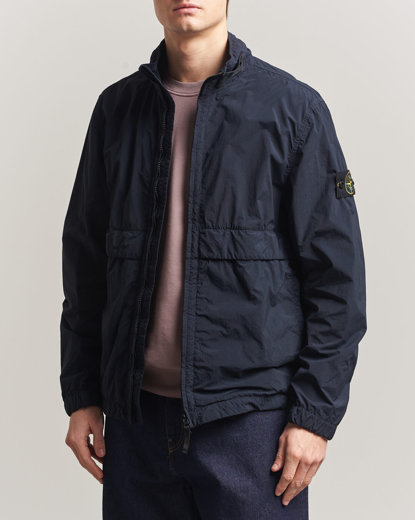 Stone Island Nylon Smerigliato-TC Stand Collar Jacket Navy | Man