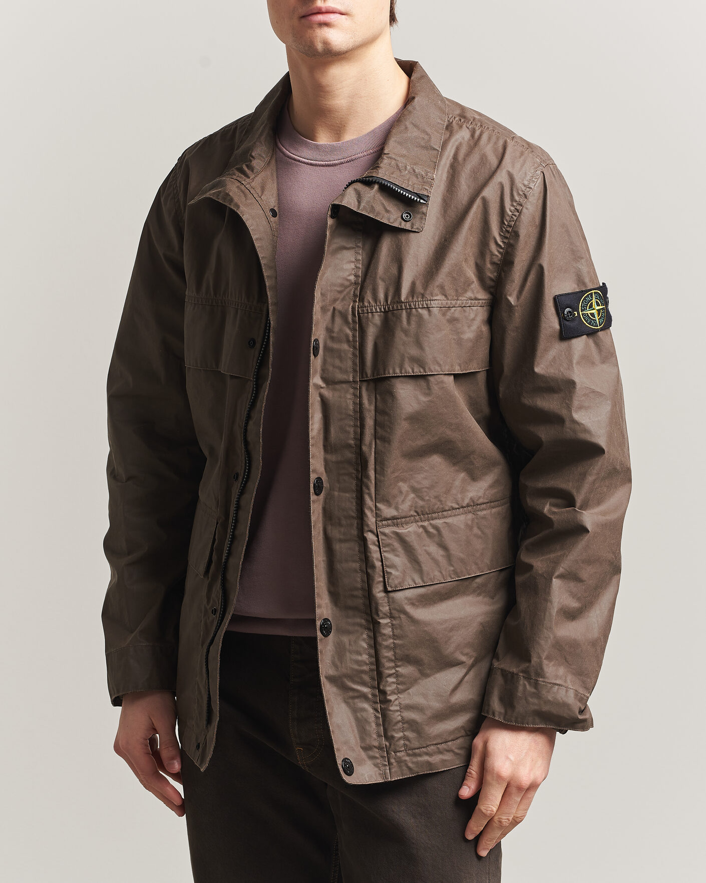 Heren | Jassen | Stone Island | Waxed Pigment Cotton Tela Field Jacket Umber