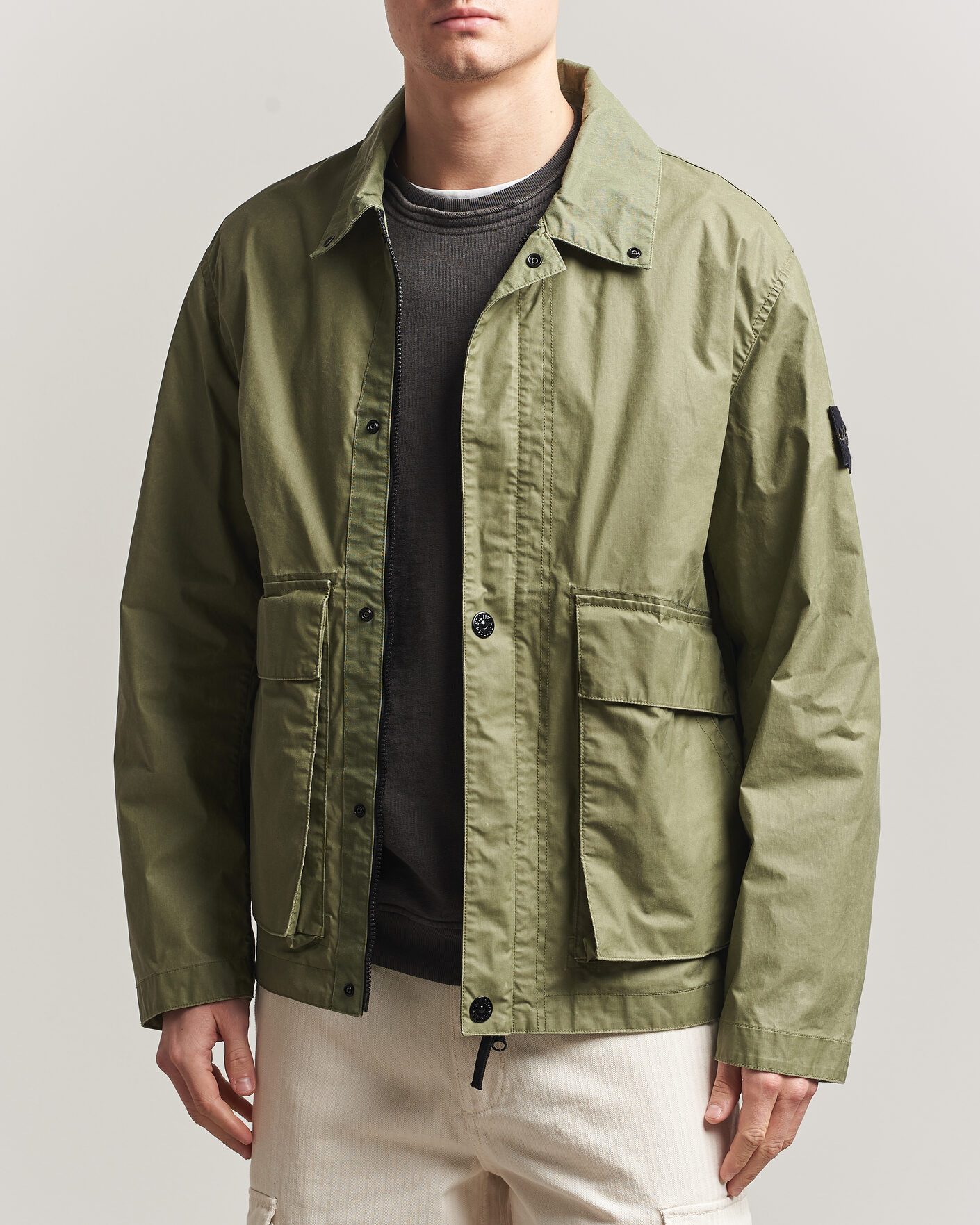 Heren | Jassen | Stone Island | Waxed Pigment Cotton Tela Coach Jacket Military Green