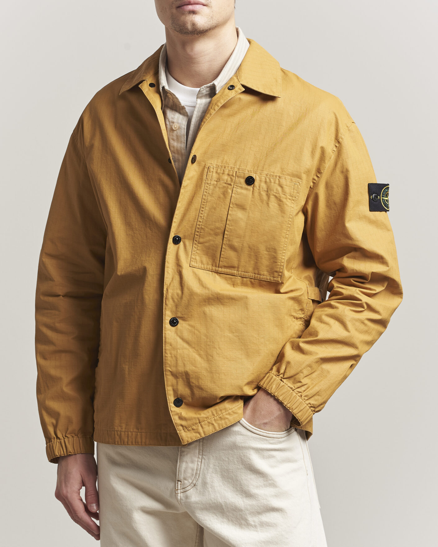 Heren | Jassen | Stone Island | Double Coated Cotton Ripstop Overshirt Mustard