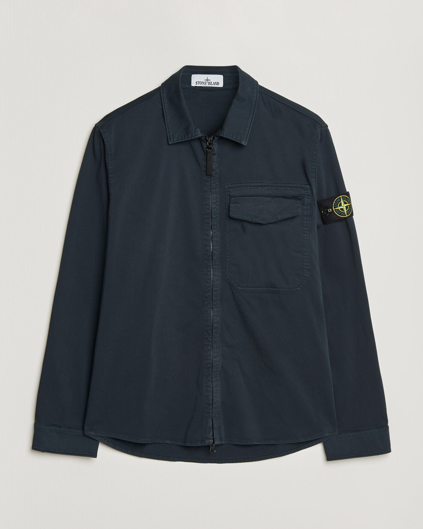 Heren | Overhemden | Stone Island | Cotton Stretch Zip Overshirt Navy