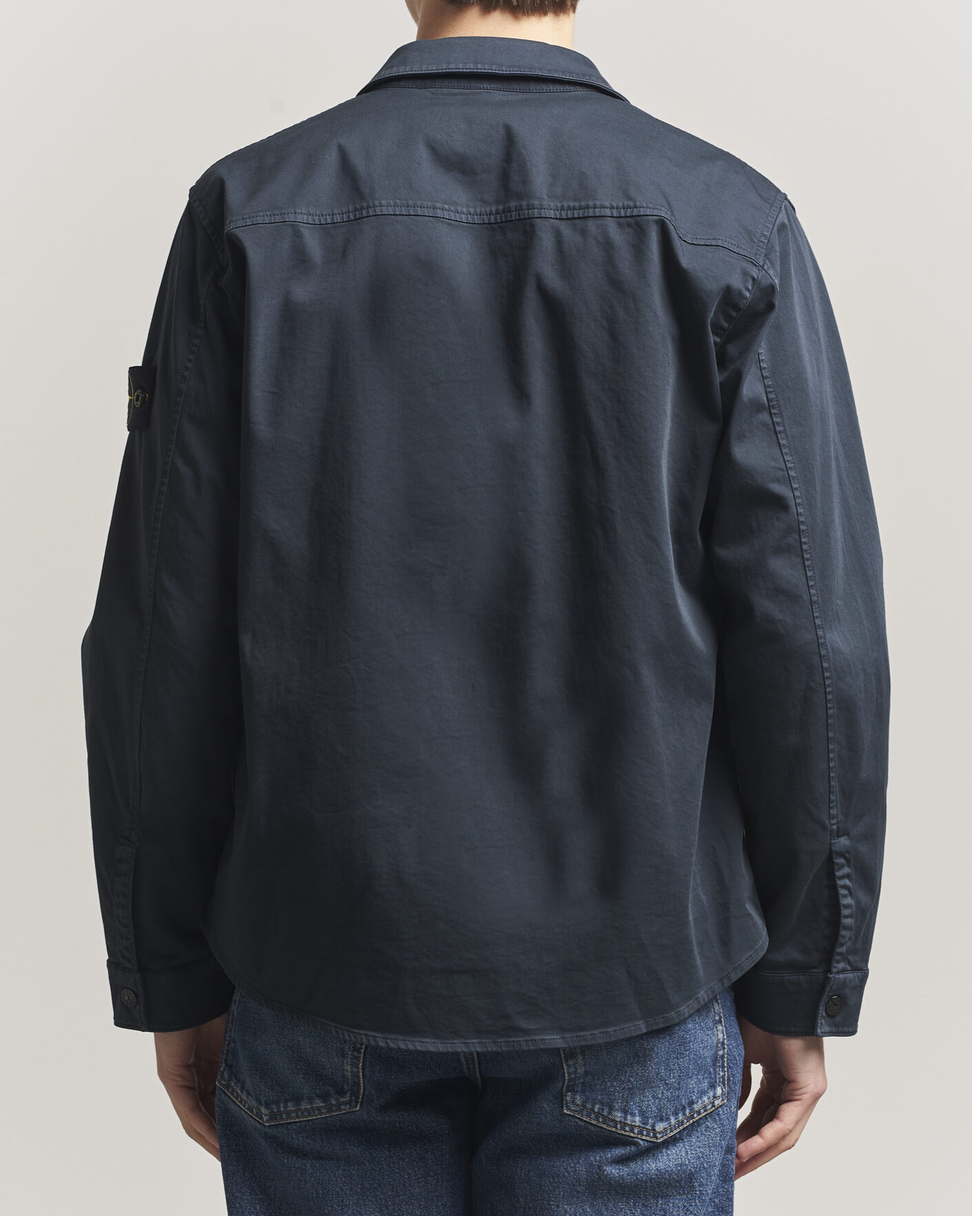 Heren | Overhemden | Stone Island | Cotton Stretch Zip Overshirt Navy