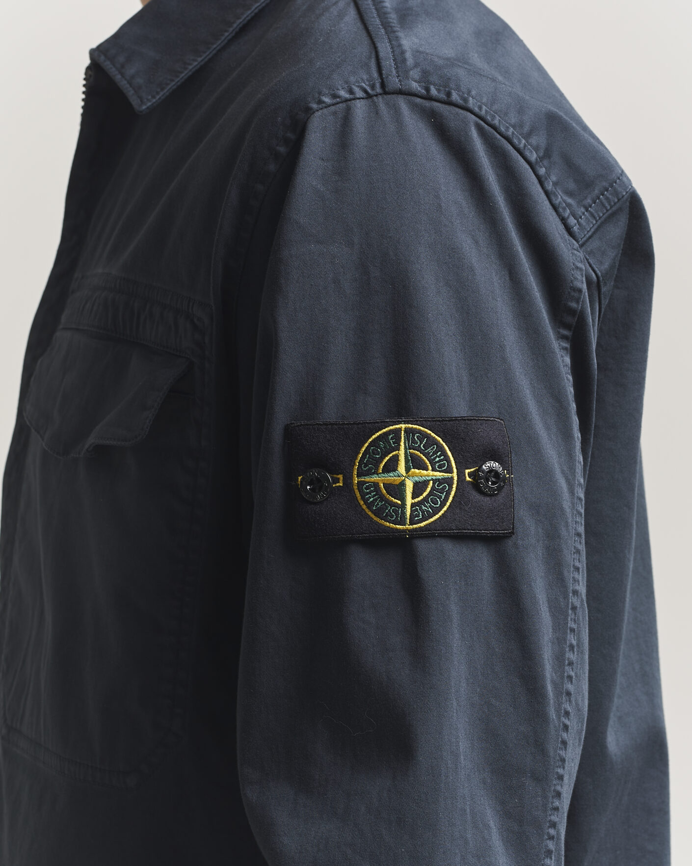 Heren | Overhemden | Stone Island | Cotton Stretch Zip Overshirt Navy