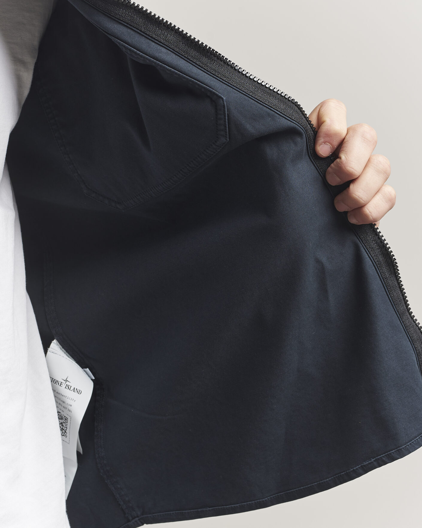 Heren | Overhemden | Stone Island | Cotton Stretch Zip Overshirt Navy