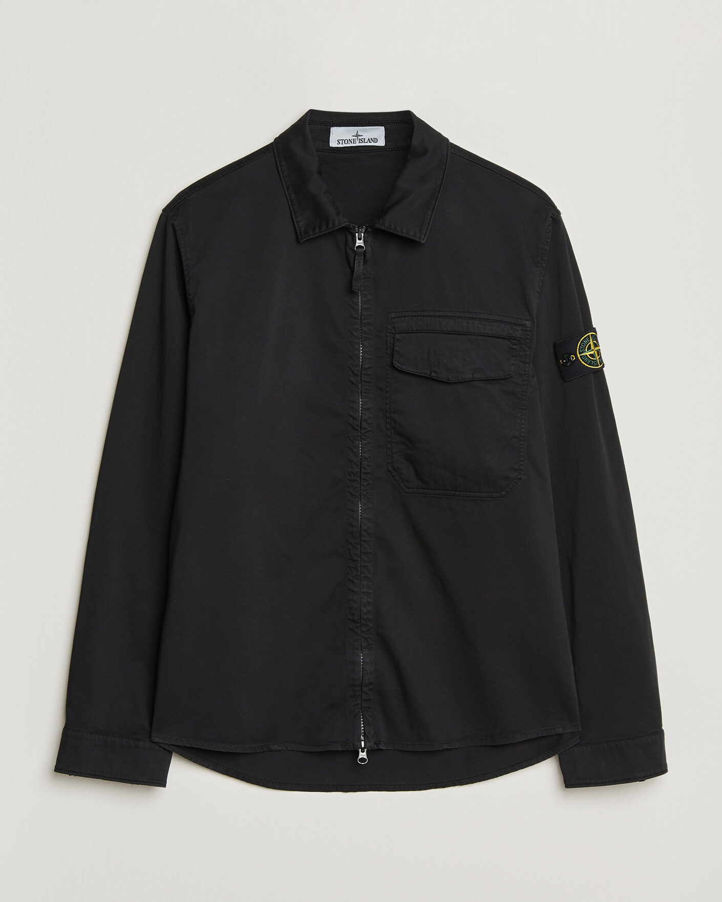 Heren | Overhemden | Stone Island | Cotton Stretch Zip Overshirt Black